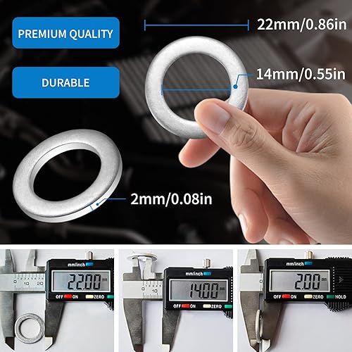 Miniatura 2 de 10 juntas de tapón de drenaje de aceite de aluminio, sellos de arandelas aplastantes para Honda Accord Civic CRV CR-V Acura Odyssey Pilot Fit