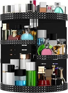 Black 360 Makeup Organizer Degree Rotating, 7 Layers Large Capacity Cosmetic Storage, Acrylic Makeup Organizers, Organizador De Perfumes Fits Makeup Brushes, Lipsticks, Bathroom, Black