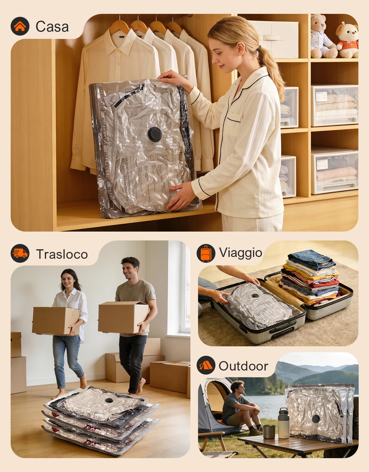 CIRYCASE 15PCS Sacchetti Sottovuoto Vestiti con Pompa Elettrica -5000PA | 2000mAh Portatile Buste Sottovuoto Compressione, Riutilizzabile Salvaspazio, Organizer per Bagagli/Deposito Domestico/Viaggi
