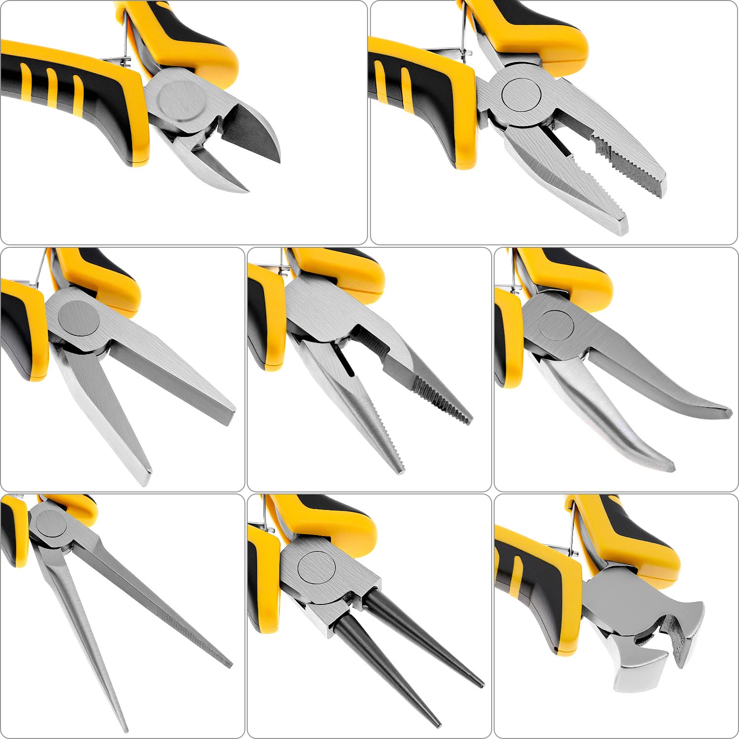 QWORK Lot de 8 mini pinces à bijoux, kit d'outils pour la fabrication de bijoux et la réparation