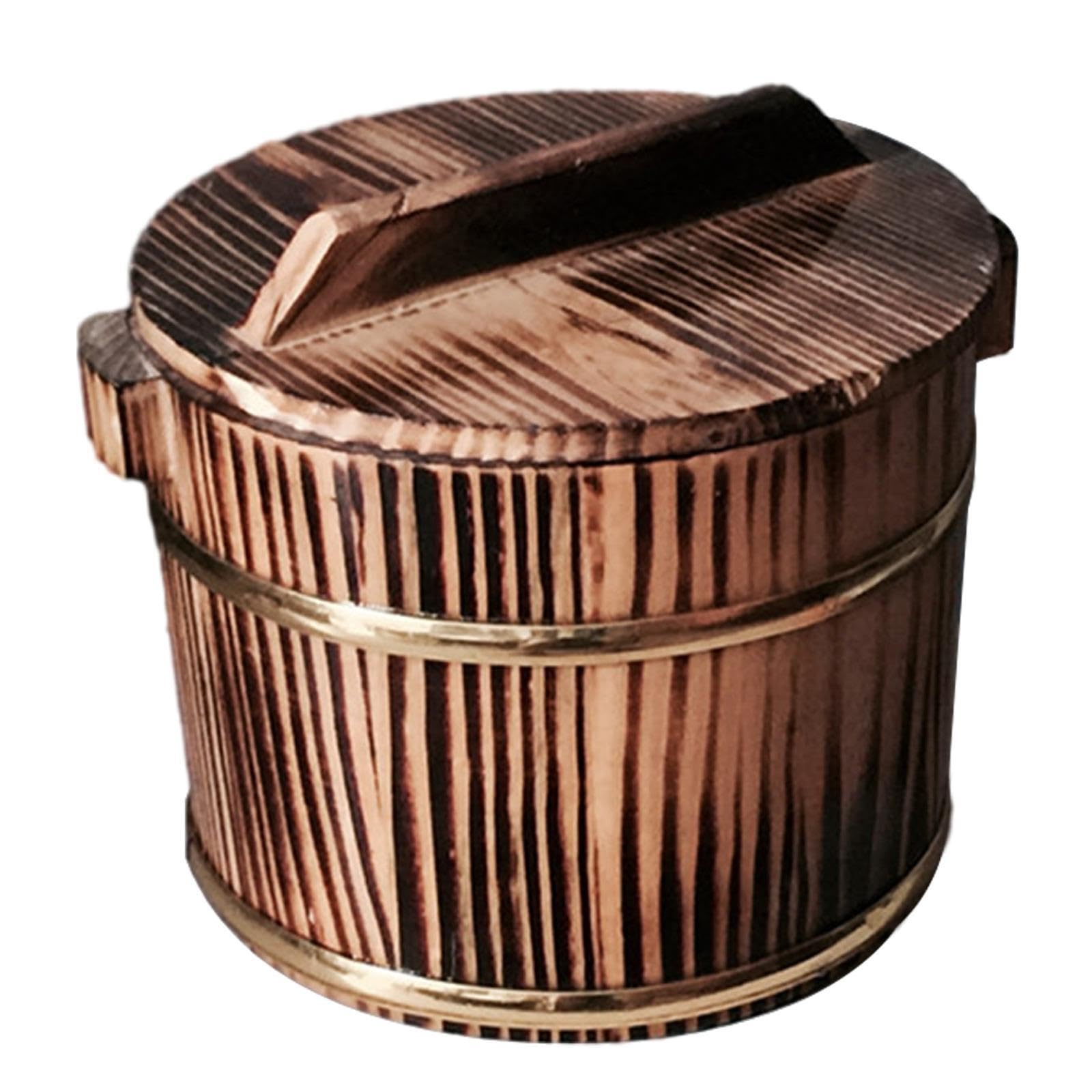 PIXZCSA Wooden Sushi Rice Bowl Mixing Container With Lid Stylish Kitchen Accessory Wonderful Gift For Every Cooking Enthusiast Home Kitchen Restaurant Wooden, Type B, 20cm