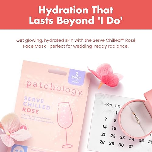 Miniatura 6 de Patchology Serve Chilled Rosé - Mascarilla facial hidratante y calmante con ácido hialurónico para una piel brillante, tratamiento de cuidado de la