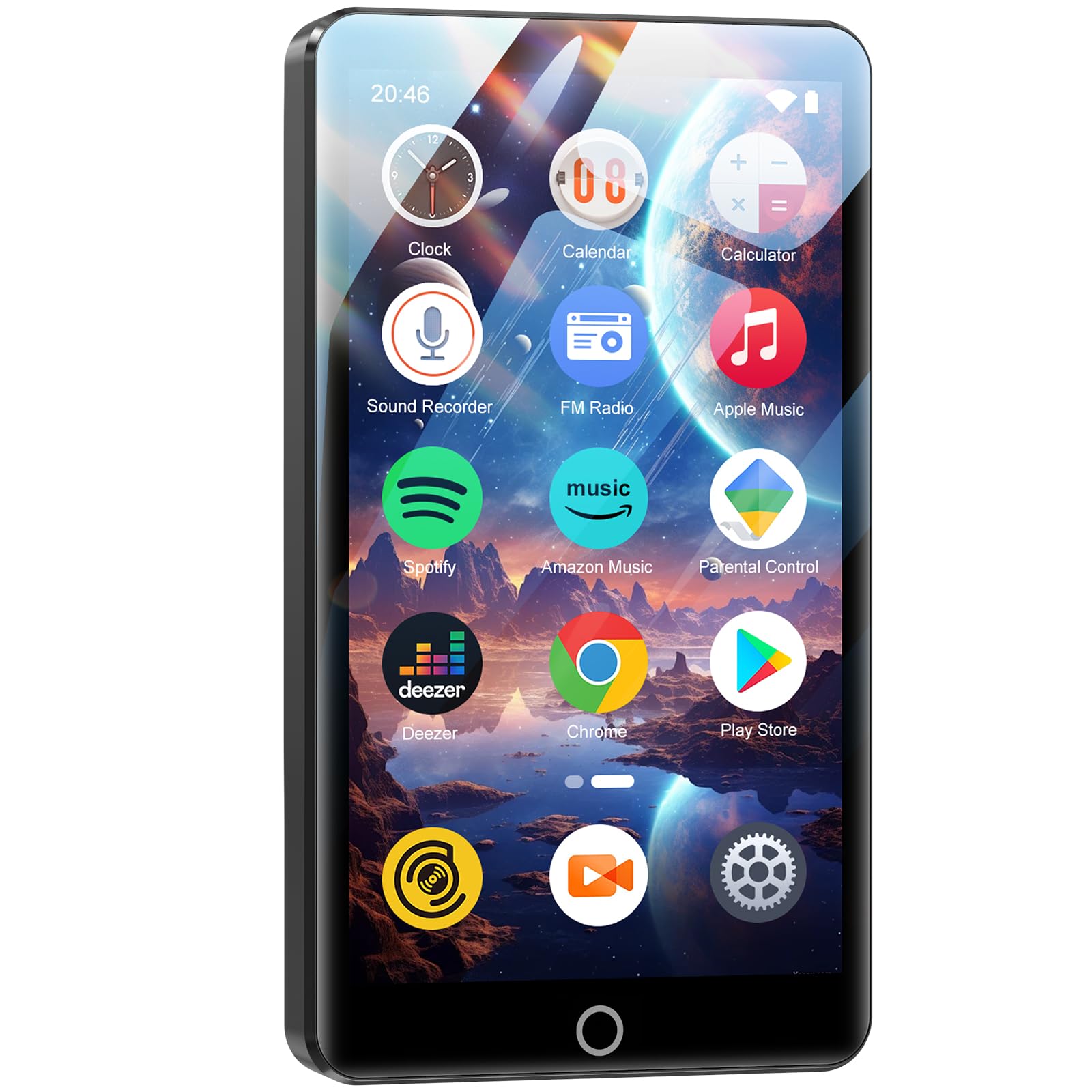 Lettore MP3 da 96 GB con Bluetooth e Wi-Fi, touchscreen IPS da 4,0 pollici, lettore musicale Android, altoparlante integrato, compatibile con Spotify, Deezer, Audible, espandibile fino a 1 TB