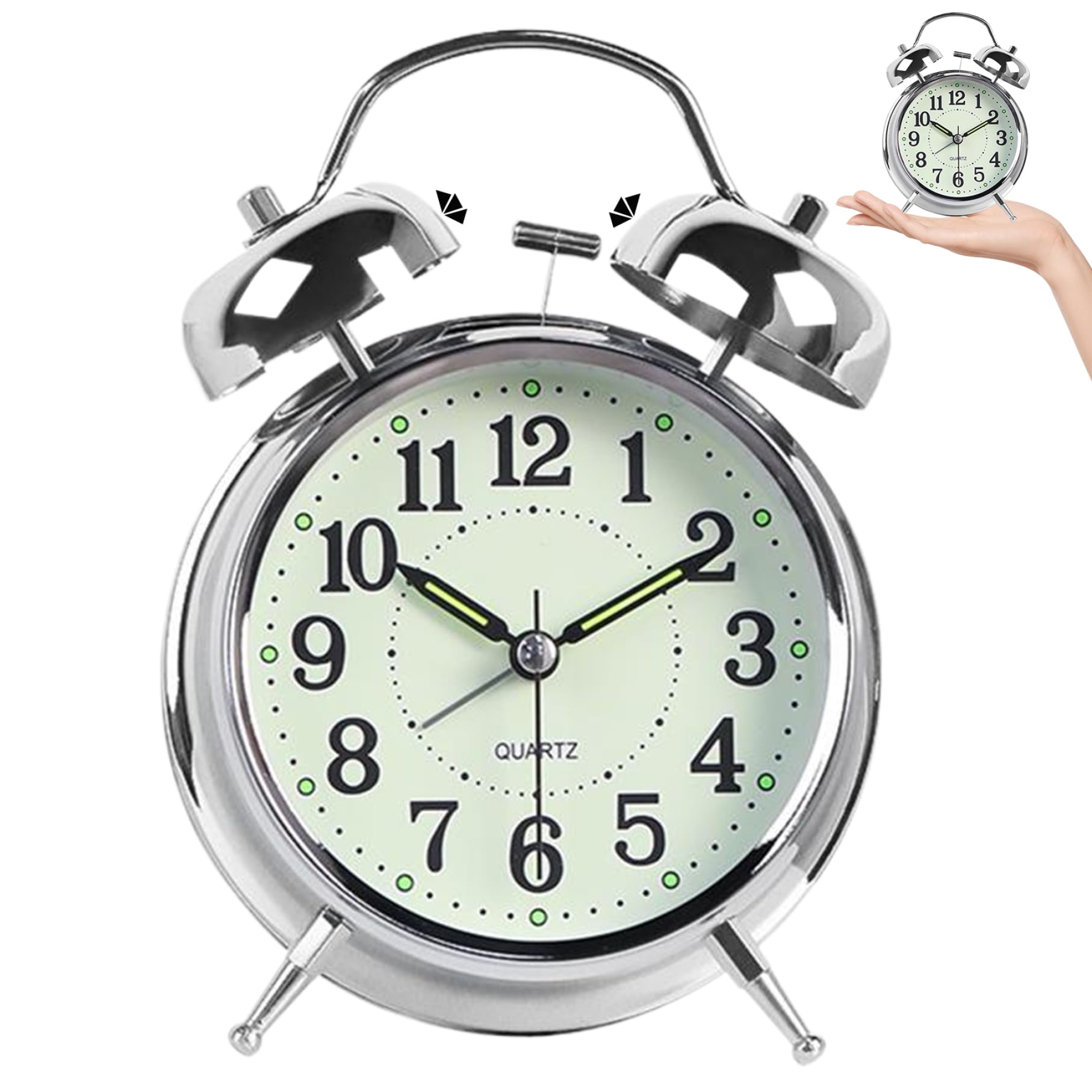 Reloj despertador analógico con luz nocturna y funcionamiento con pilas
