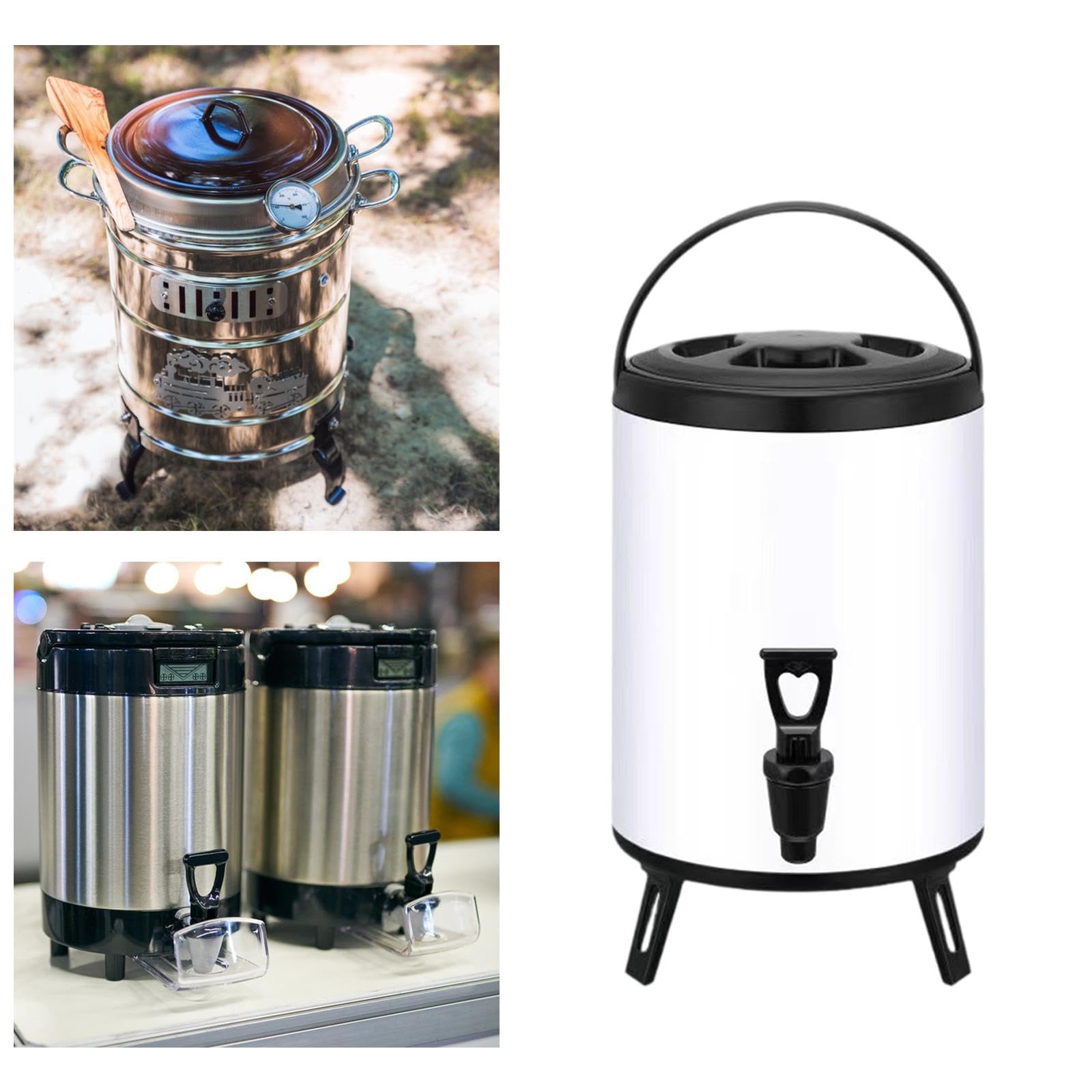 Dispensador de Bebidas de Doble Capa con Aislamiento Térmico, de Acero Inoxidable, para Bebidas Frías Y Calientes, con Asa Reforzada. Ideal para, tal como se describe, 10l