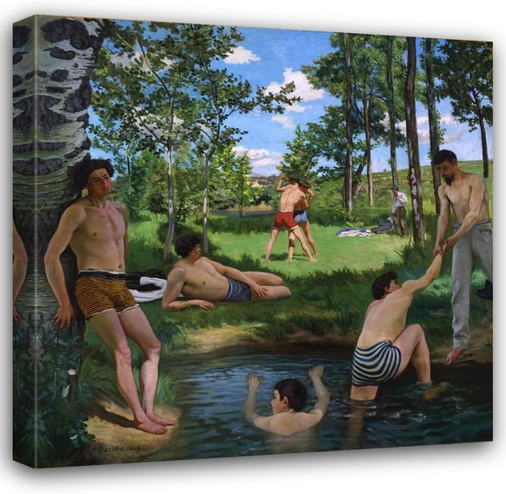 ArtDirect Summer Scene (1869) Custom Framed Art Print Giclee Print or Canvas Options with Various Sizes and Customization by Frédéric Bazille