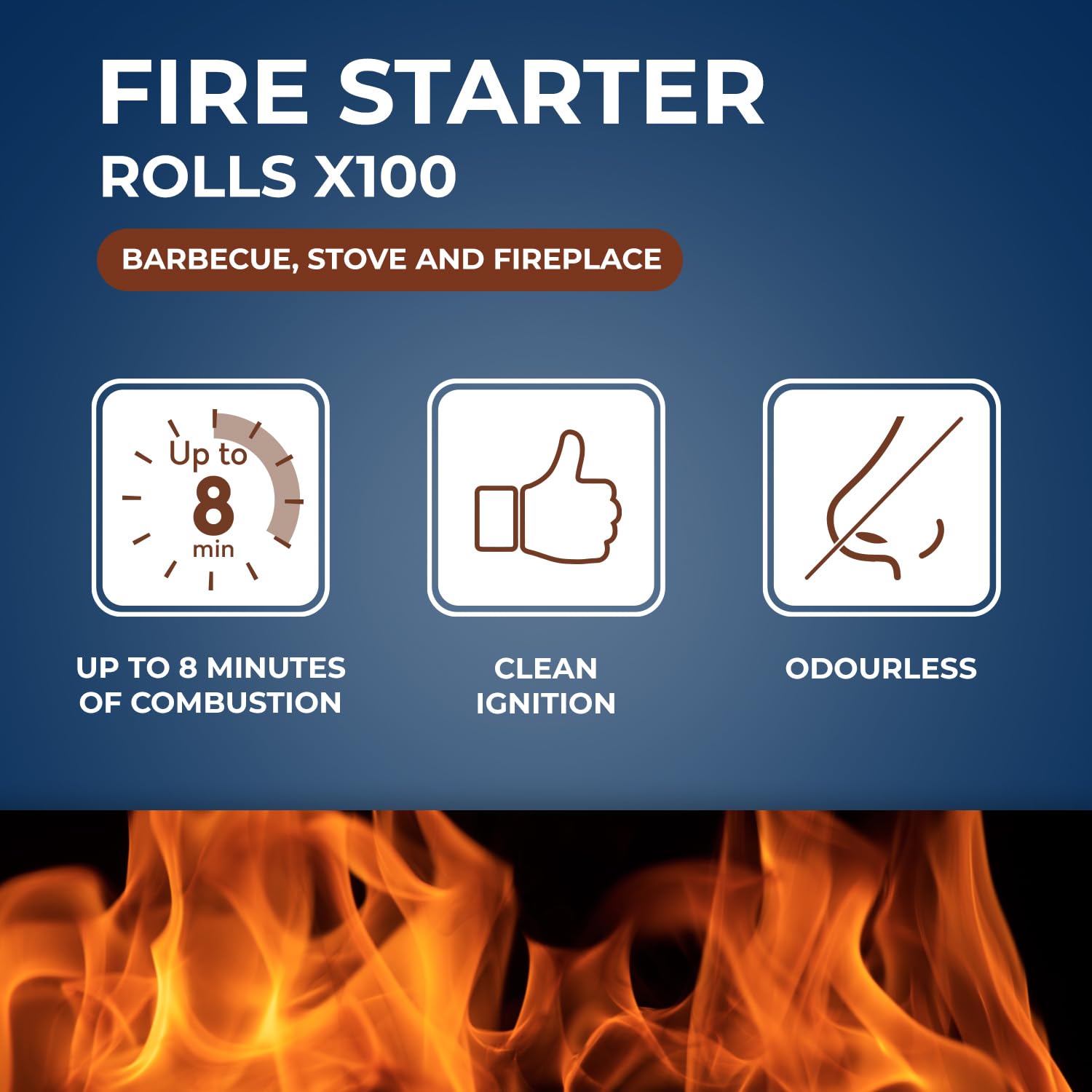 STARWAX - Fire Starter Rolls - Quick to Light - Up to 8 Mins Combustion - FSC® - BBQ and Fireplaces - x100 - Image 3