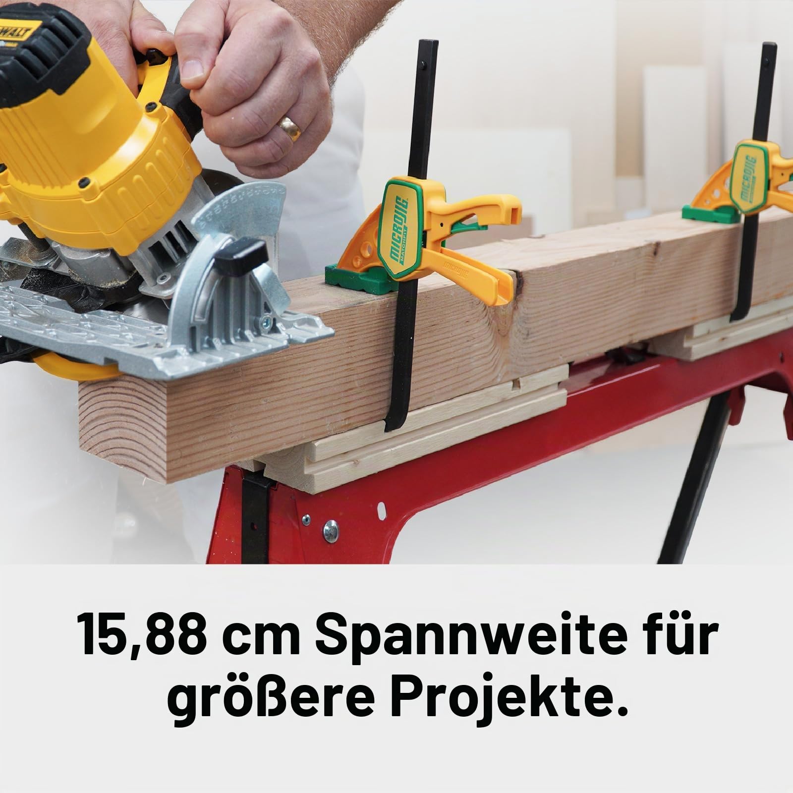 MatchFit GRR-RIP Klemmen von Microjig, 2 Stück, Schwalbenschwanzschienenklemmen, Squeeze Action Schwalbenschwanzklemmen für Vorrichtungen, Schlitten, Werkbänke, DVC-625QCK2, Gelb