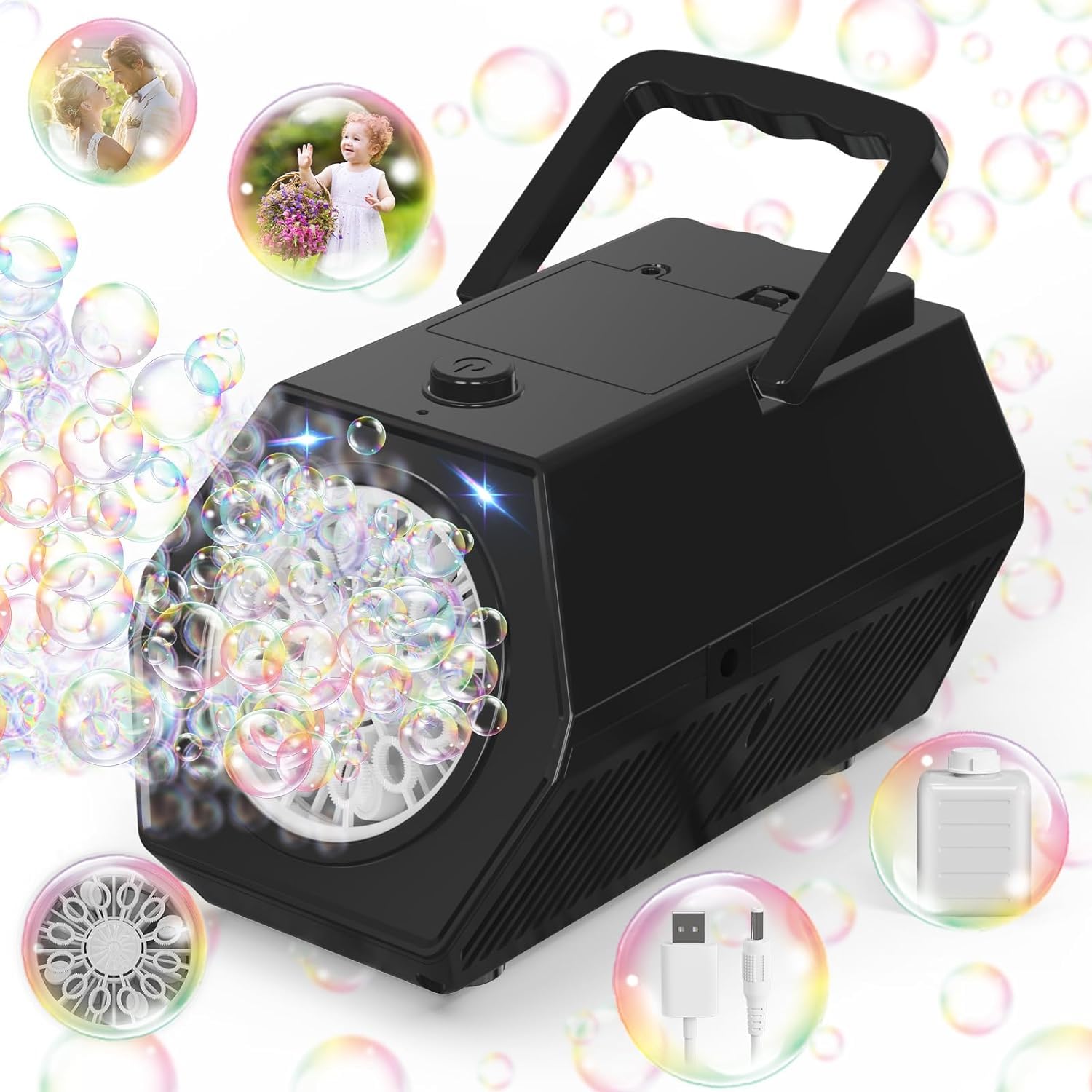 Neue Seifenblasenmaschine, Automatische Seifenblasenmaschine Kinder 10000 Blasen/Minute mit 240ML Tank, Blasenmaschine Geschenk für Kinder/Geburtstag/Party, Bubble Machine