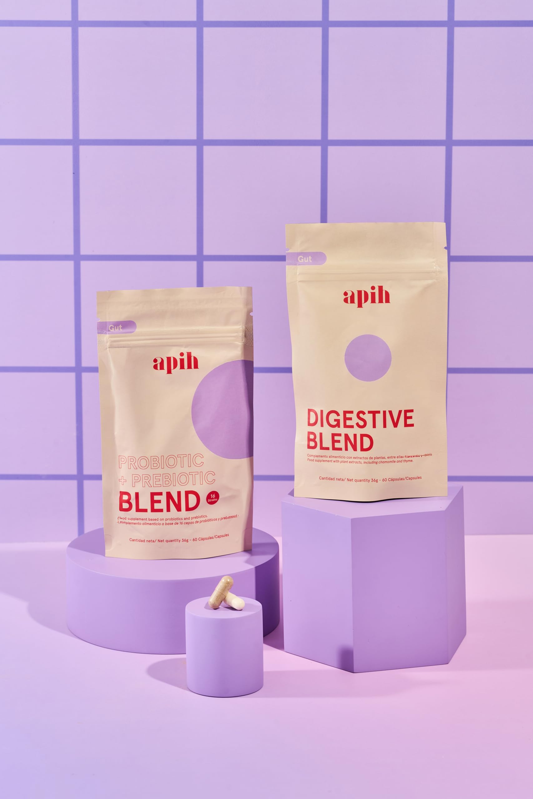 Digestive Blend avec 16 extraits de plantes, enzymes digestives, complément alimentaire au curcuma, à la camomille et au gingembre, 60 gélules