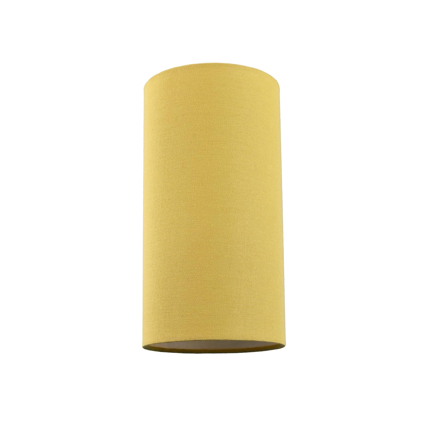Happy Homewares White Contemporary And Stylish Mustard Ochre Linen Fabric Tall Cylindrical Lampshade