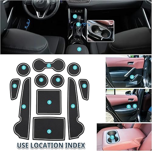 Miniatura 3 de Alfombrillas de ranura de puerta para Corolla Cross Accesorios 11 PIEZASJuego Antideslizantes Alfombrillas interiores Corolla Cross Alfombrillas