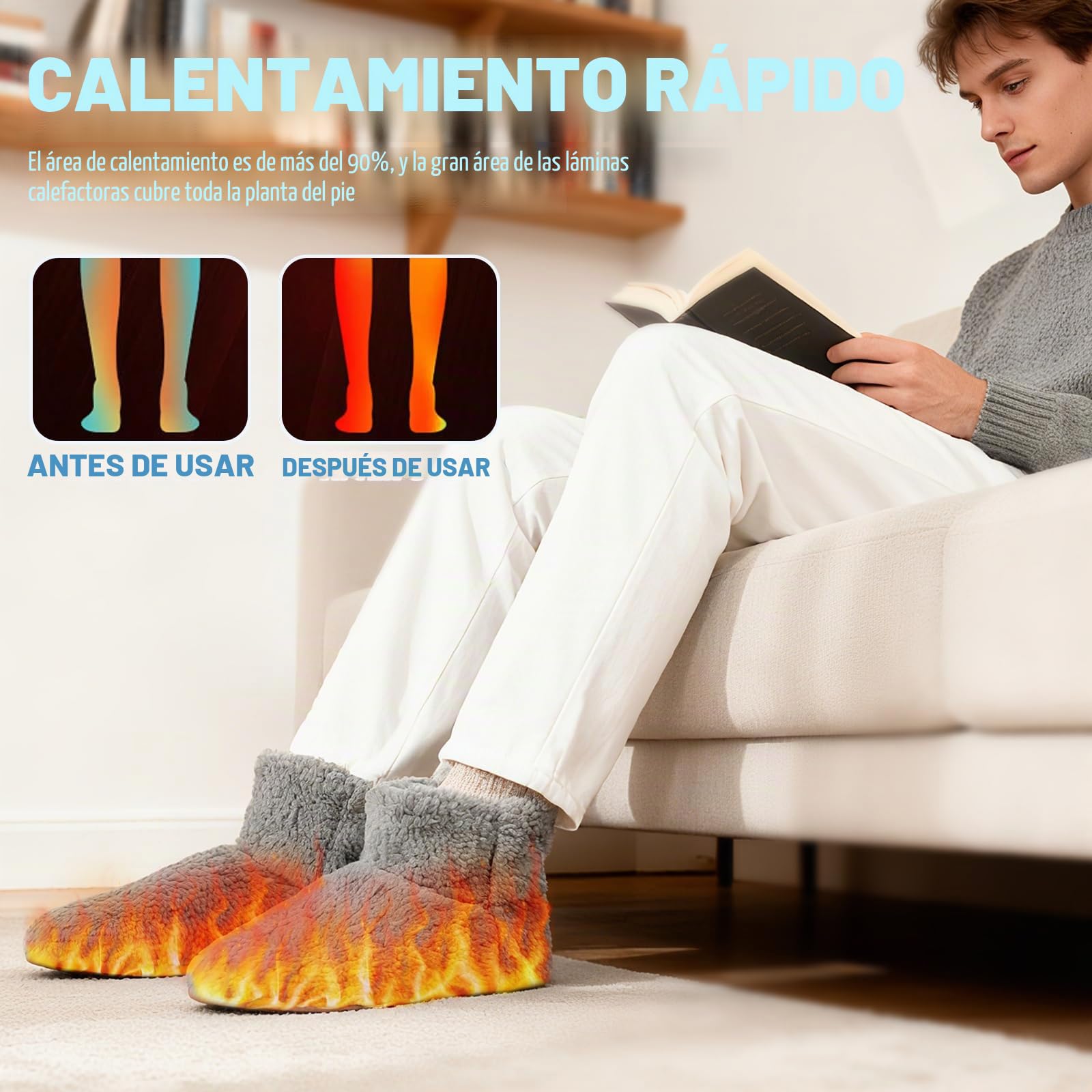 Calentador De Pies Electrico, Zapatillas Con Calefacción Eléctrica, Zapatillas De Calefacción Por USB, Calentadores De Pies Eléctricos, Zapatill Calefactables Para Adultos Interior Y Exterior (39-43)