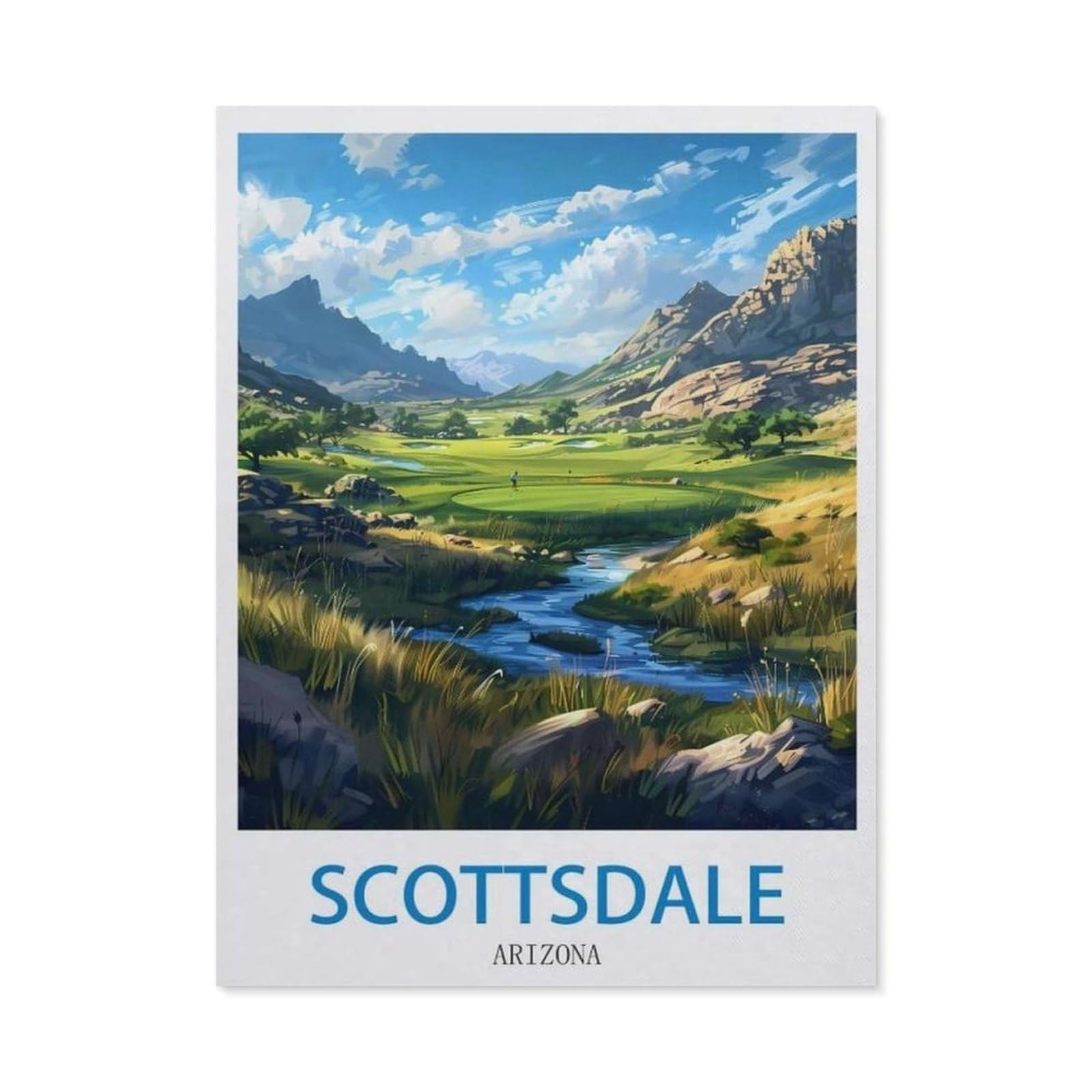 Beayodkp （30 X 40 Cm/11.81 X 15.74 Inches） 5D Diamond Painting，Scottsdale Arizona Vintage Travel Posters Golf，Diamond Embroidery Cross Stitch-Ci39