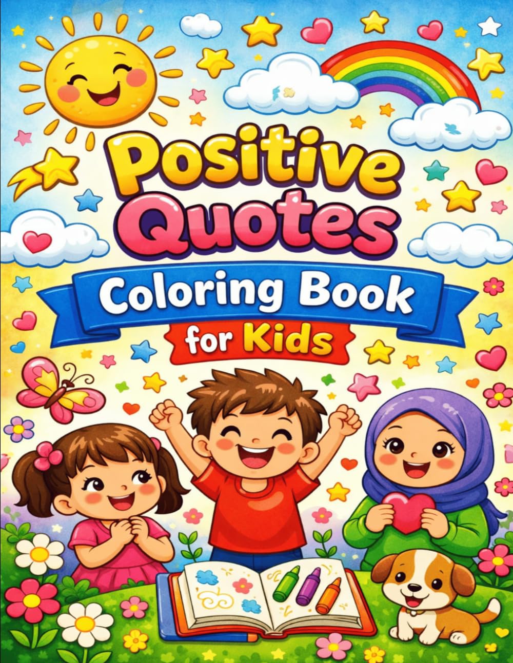 Positive Quotes Coloring Book for Kids Ages 4–8: Fun Motivational Affirmations with Cute Coloring Pages for Confidence, Happiness & Mindfulness