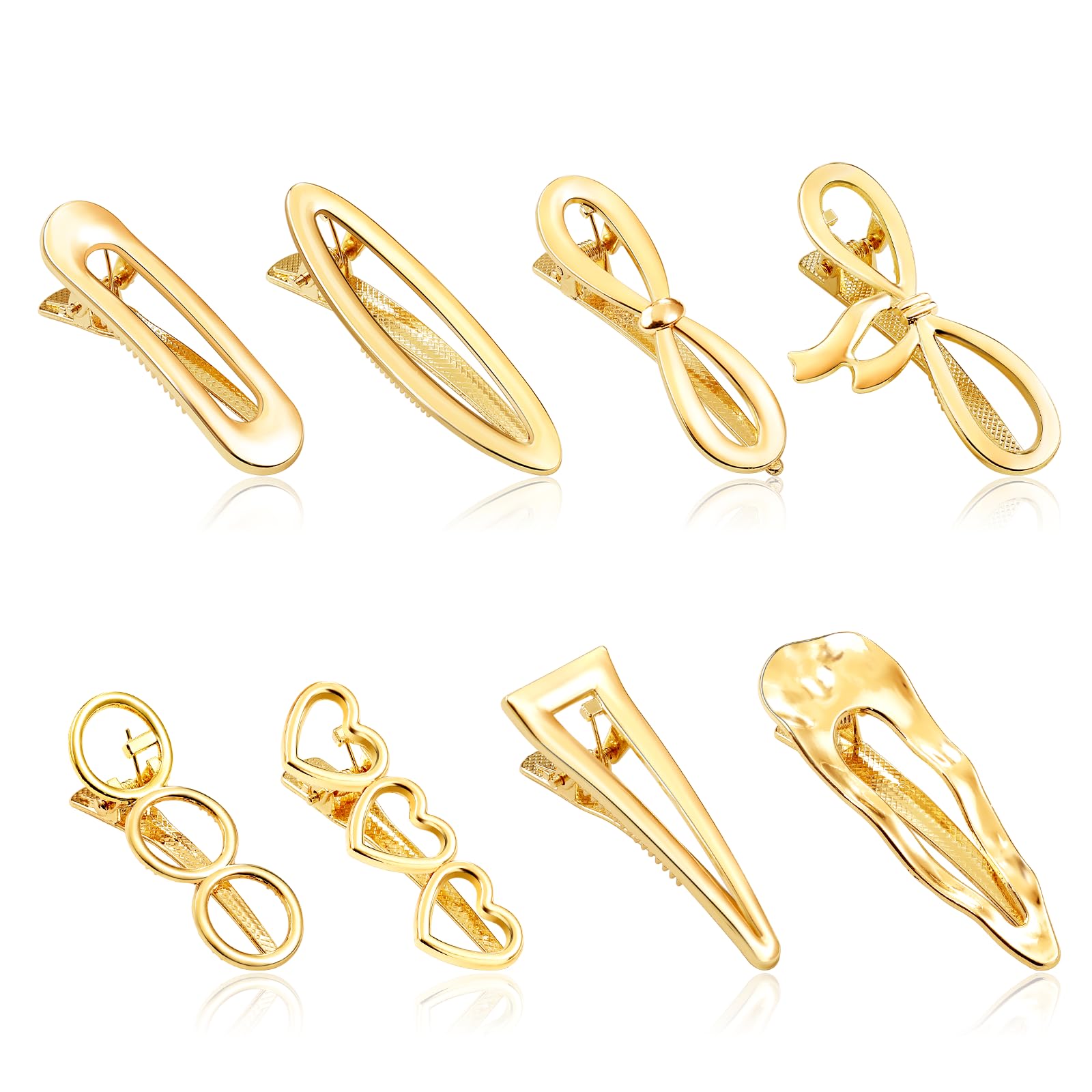 CWJCYTNSN 8 PCS Gold Hair Clips for Women, Metal Hair Barrettes, Small Hair Clips, Sweet Cute Snap Clips for Hair Styling
