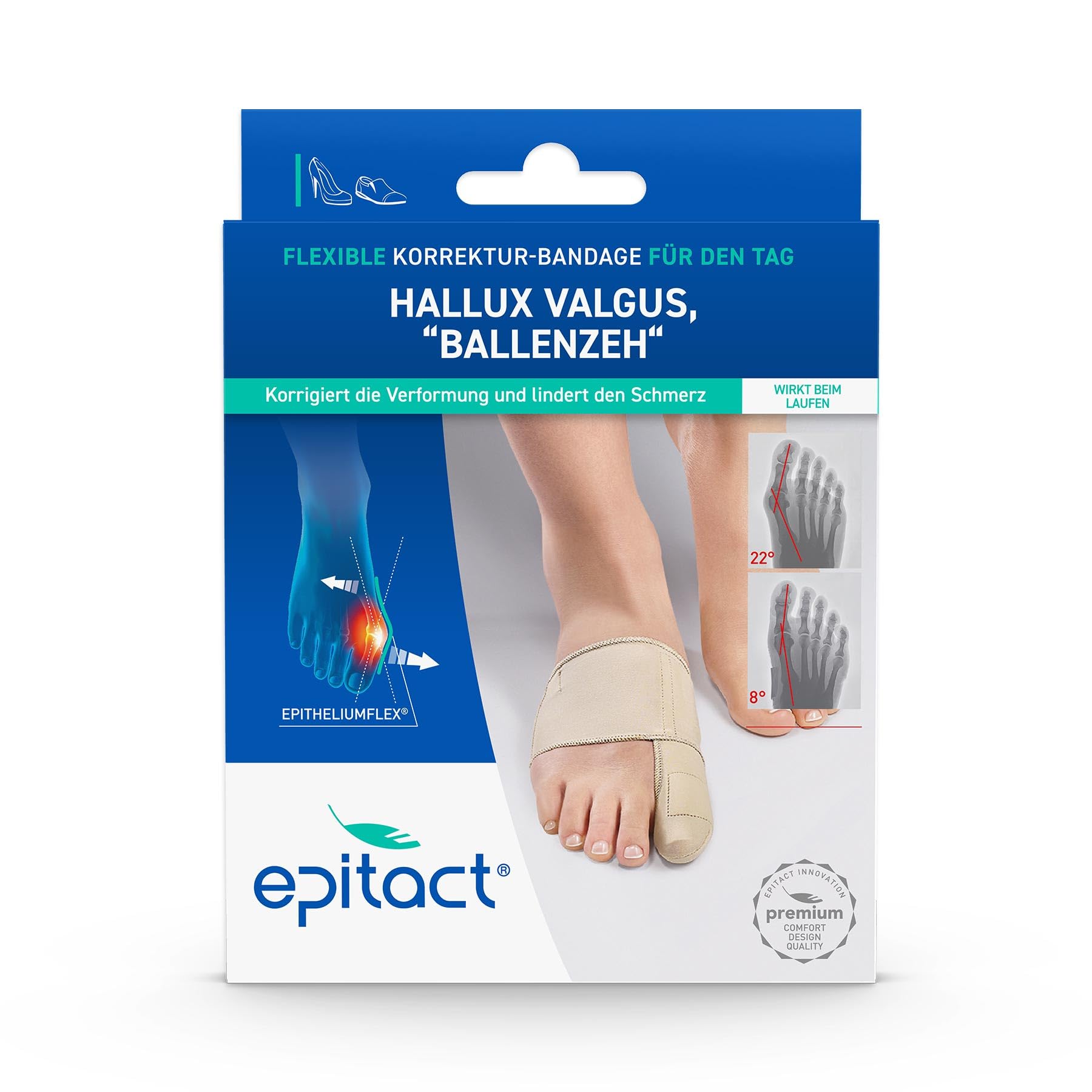 Epitact | Hallux Valgus Flexible Korrekturbandage Für Den Tag Begrenzt Die Entwicklung Des Hallux Valgus & Lindert Schmerzen Während Aktiven Tätigkeiten Am Tag Für Beide Füße (M)