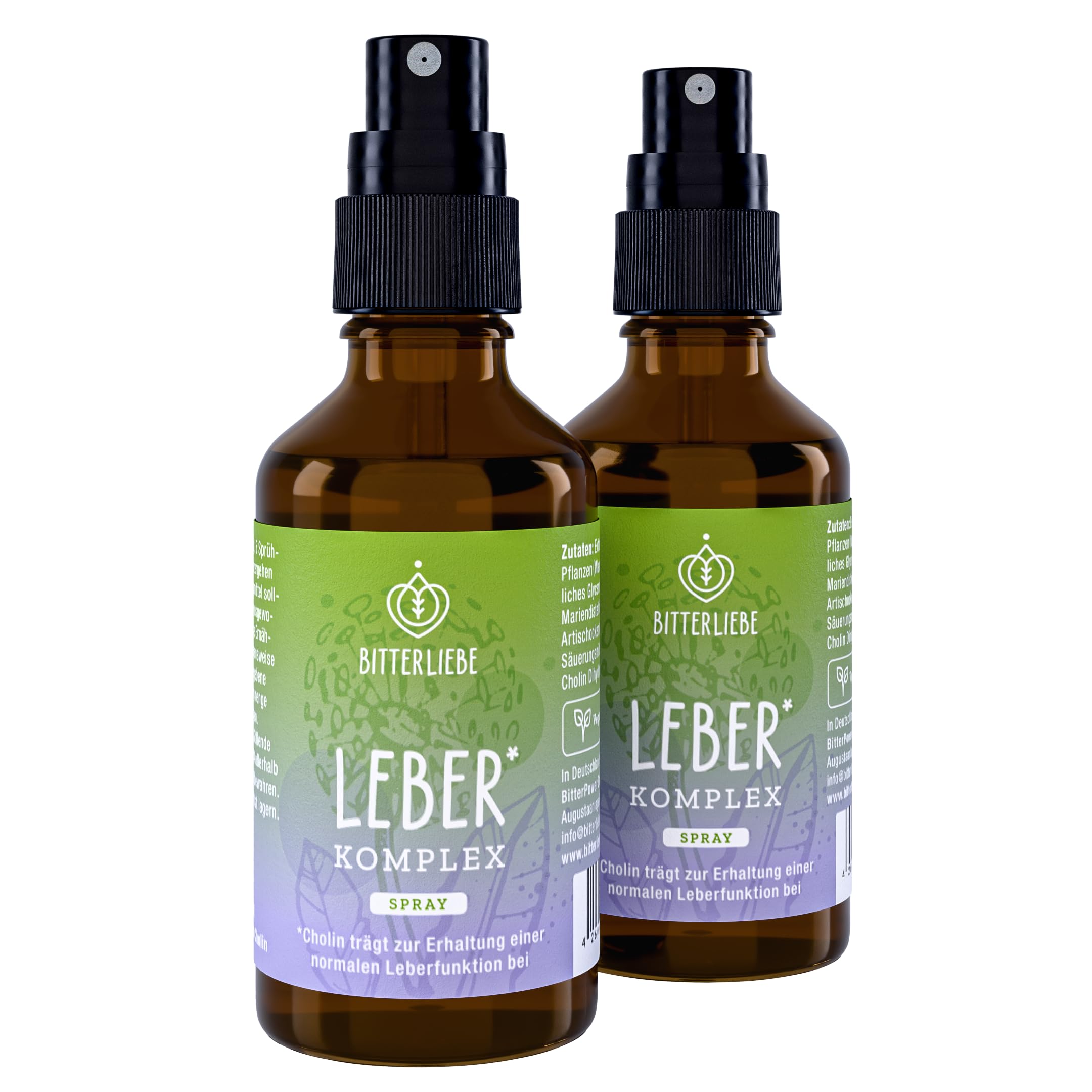 BitterLiebe Leber* Komplex Spray - Leberkur*, natürliche Unterstützung der Leberfunktion* mithilfe von Cholin - hochdosiert mit Mariendistel Artischocke Löwenzahn und Bitterstoffen - vegan & nützlich