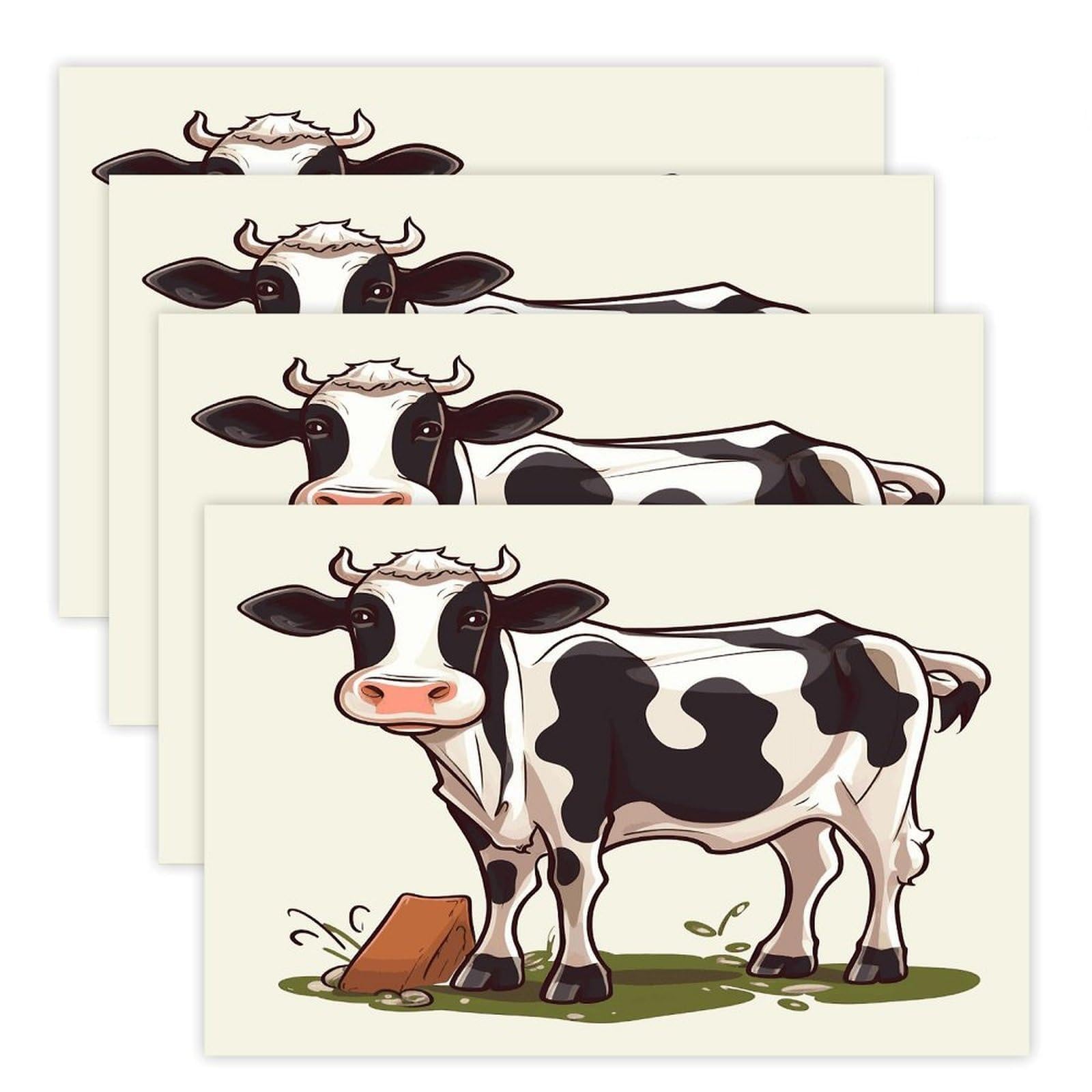 Placemats Set of 4 Placemats Dairy Cow Placement Mats for Dining Table Place Mats Suitable for Personal Dining Tables Dinner Parties BBQ Weddings