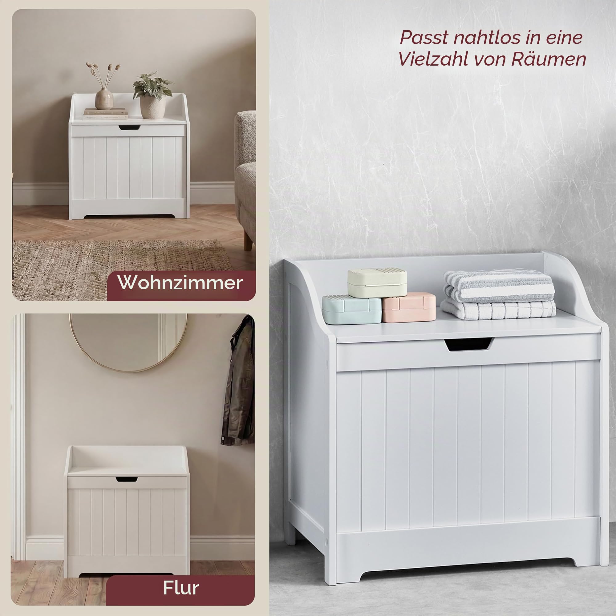 Home Discount priano Badezimmer Schrank Schrank Brust Mülleimer Holzkorb Einheit Wäschesack, Weiß