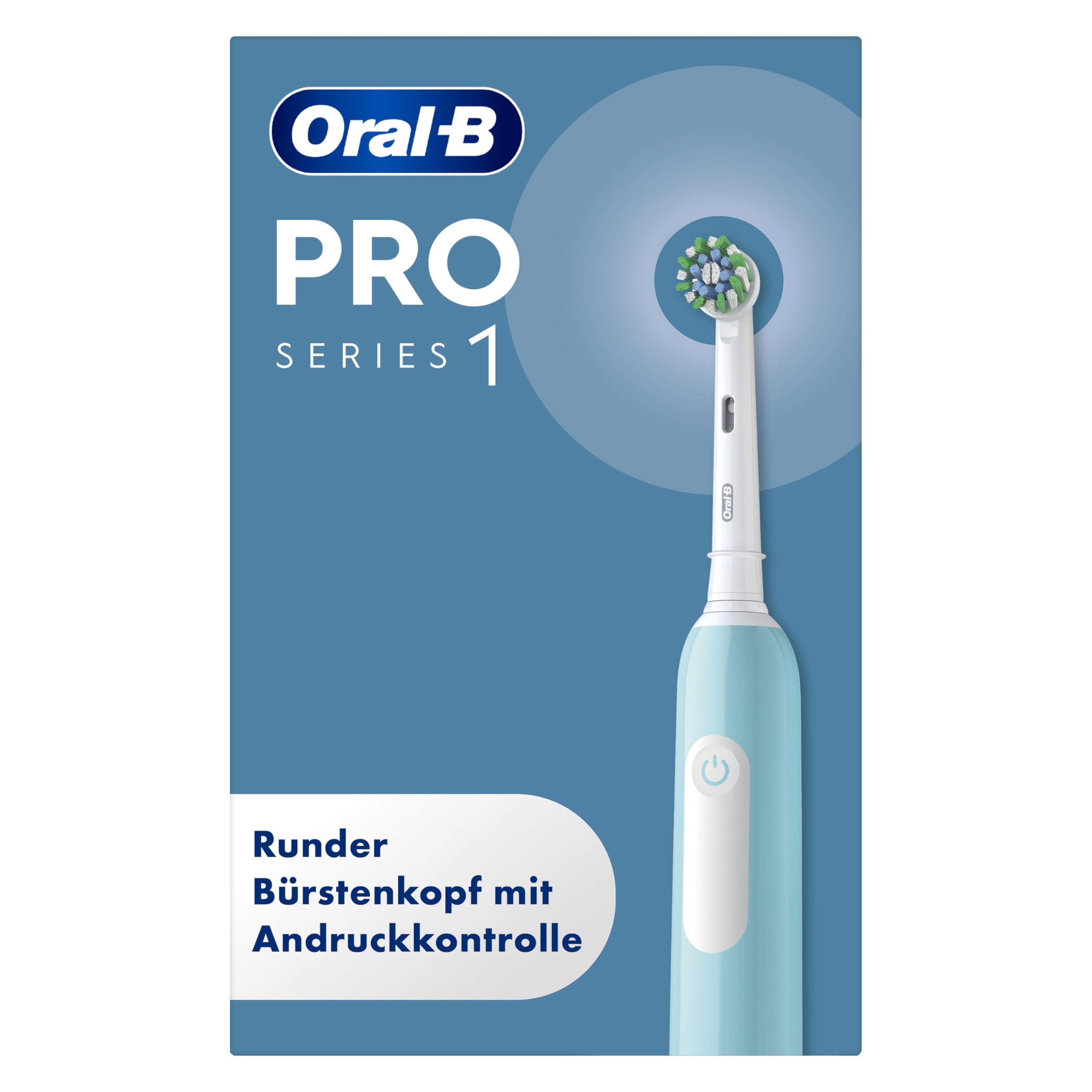 Oral-B Pro Series 1 Elektrische Zahnbürste — Electric Toothbrush, Inkl. 1 Aufsteckbürste und Reise-Etui — 3 Putzmodi und Drucksensor für Zahnpflege, Zahnbürste Elektrisch, Designed by Braun, Blau