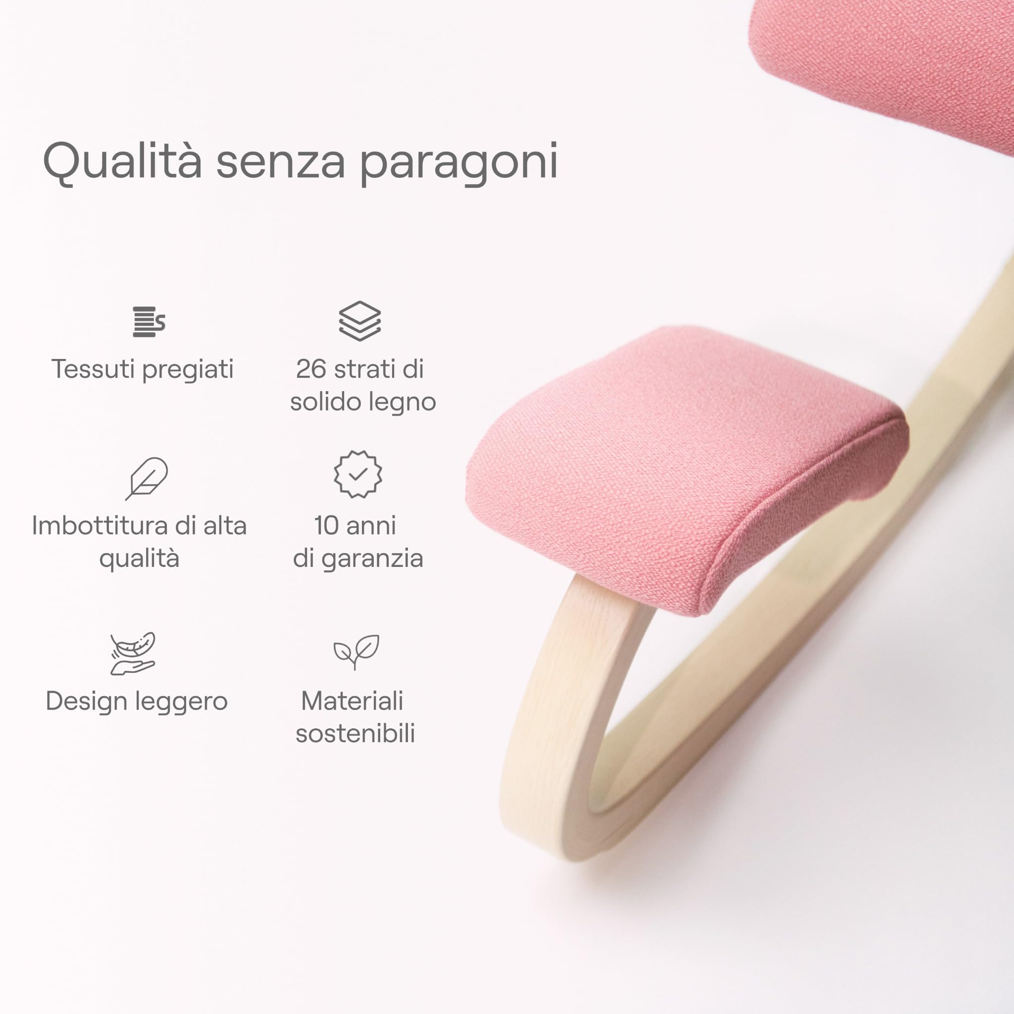 Varier Variable Plus Naturale/Grigio Sedia Ergonomica Kneeling Posturale con Schienale Home Office 10 Anni Garanzia