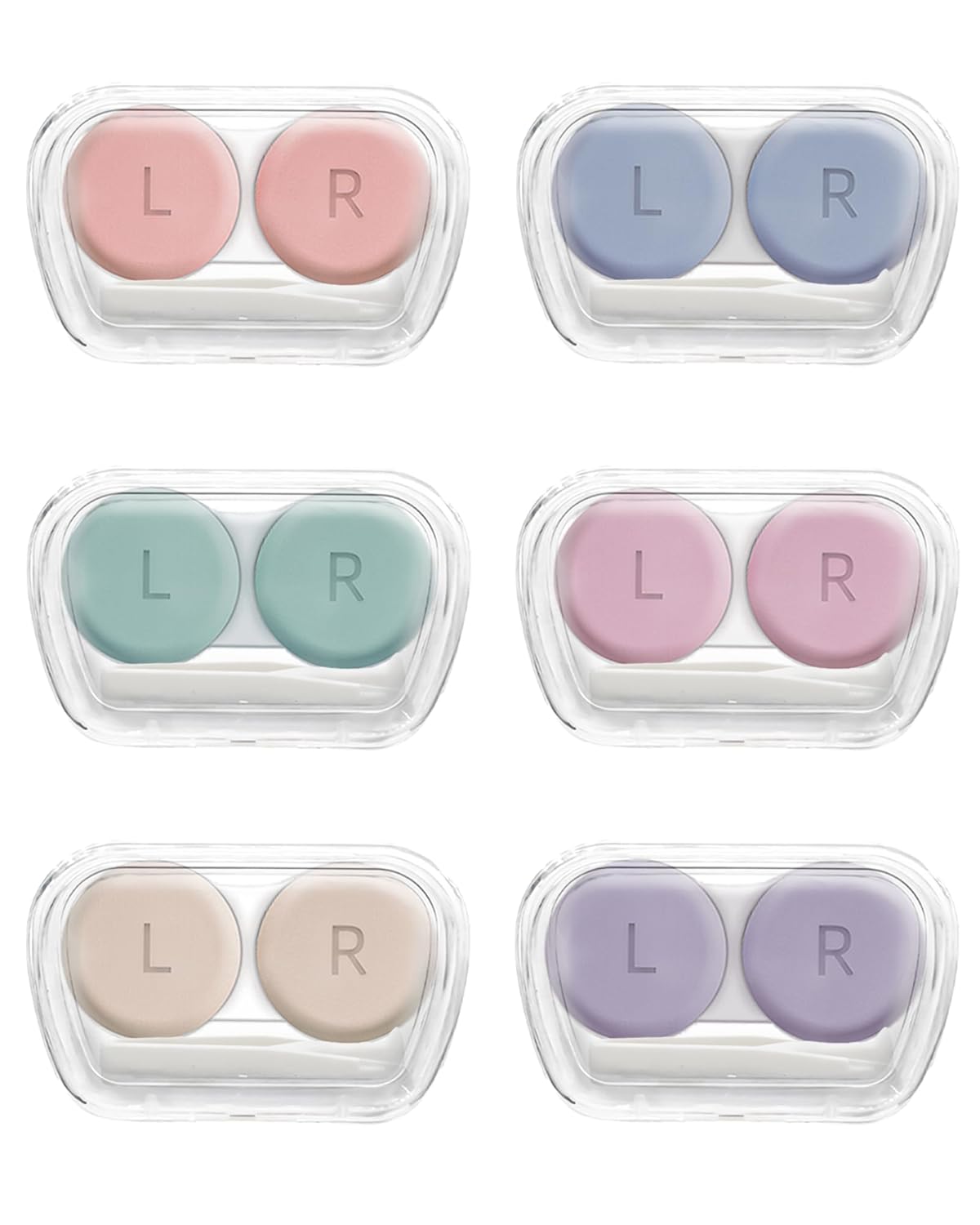 Contact Lens Case Pack of 6 Portable Contact Solution Soaking Case with Contact Lens Applicator Tool for Daily