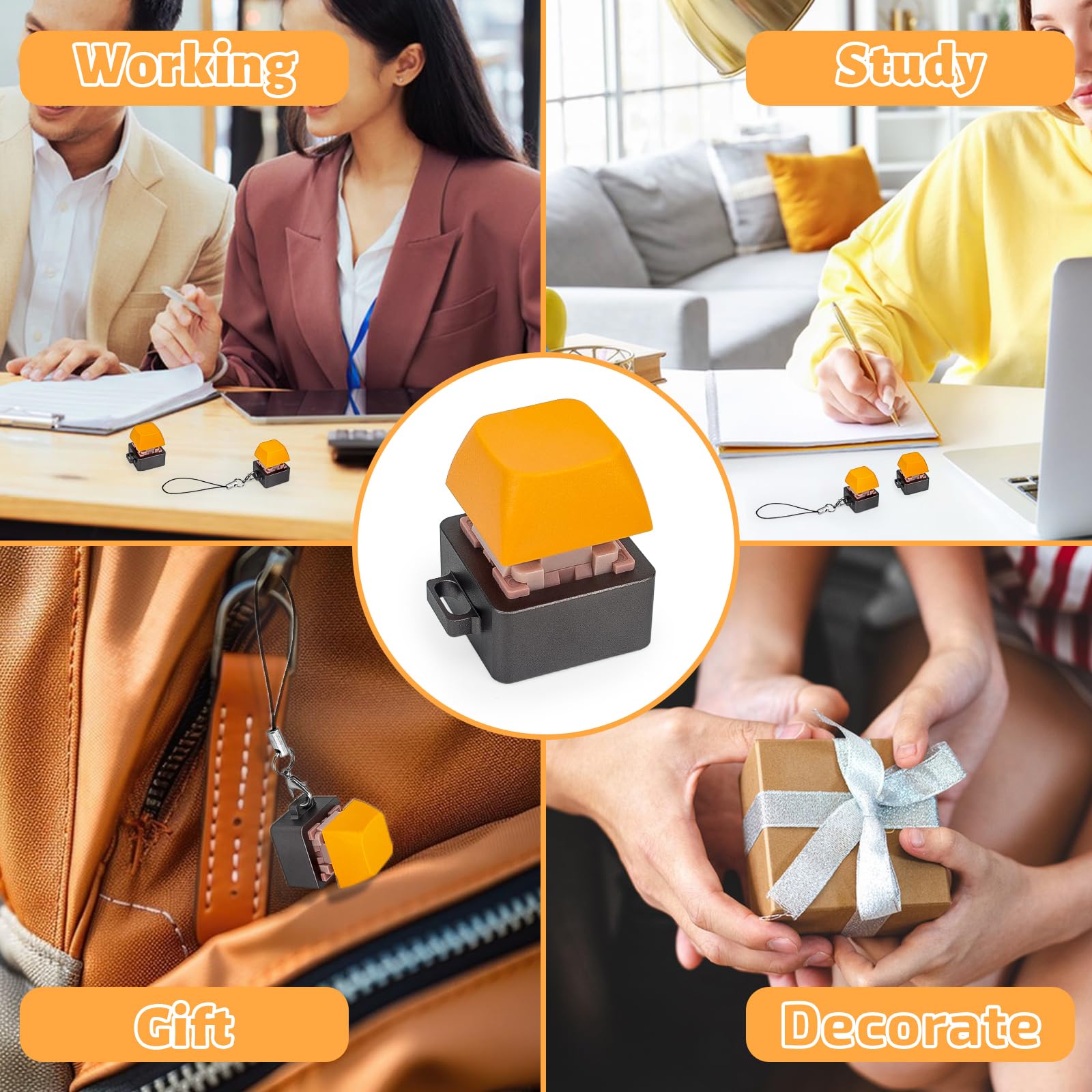 Byhoo 2 piezas de teclado de aleación de aluminio, juguete ligero para teclado con clic, teclado mecánico silencioso, para biblioteca y lugar silencioso para aliviar el estrés