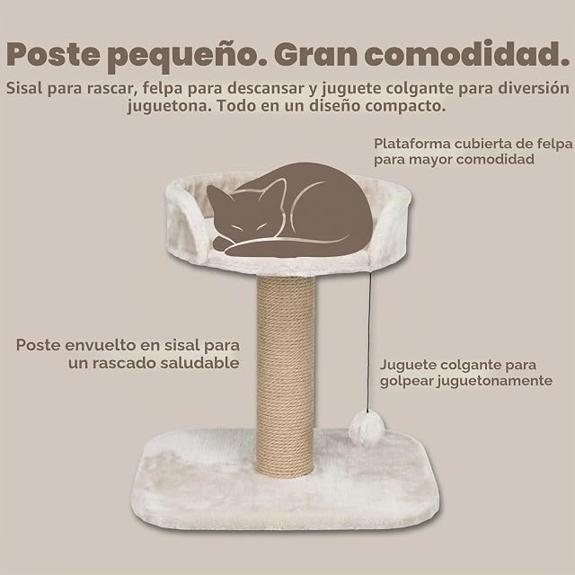 Foto 3 de 6 de Trixie Poste Rascador de Gatos - Rascador Arbol para Gatos Rascador Mica 46 cm Gris Claro