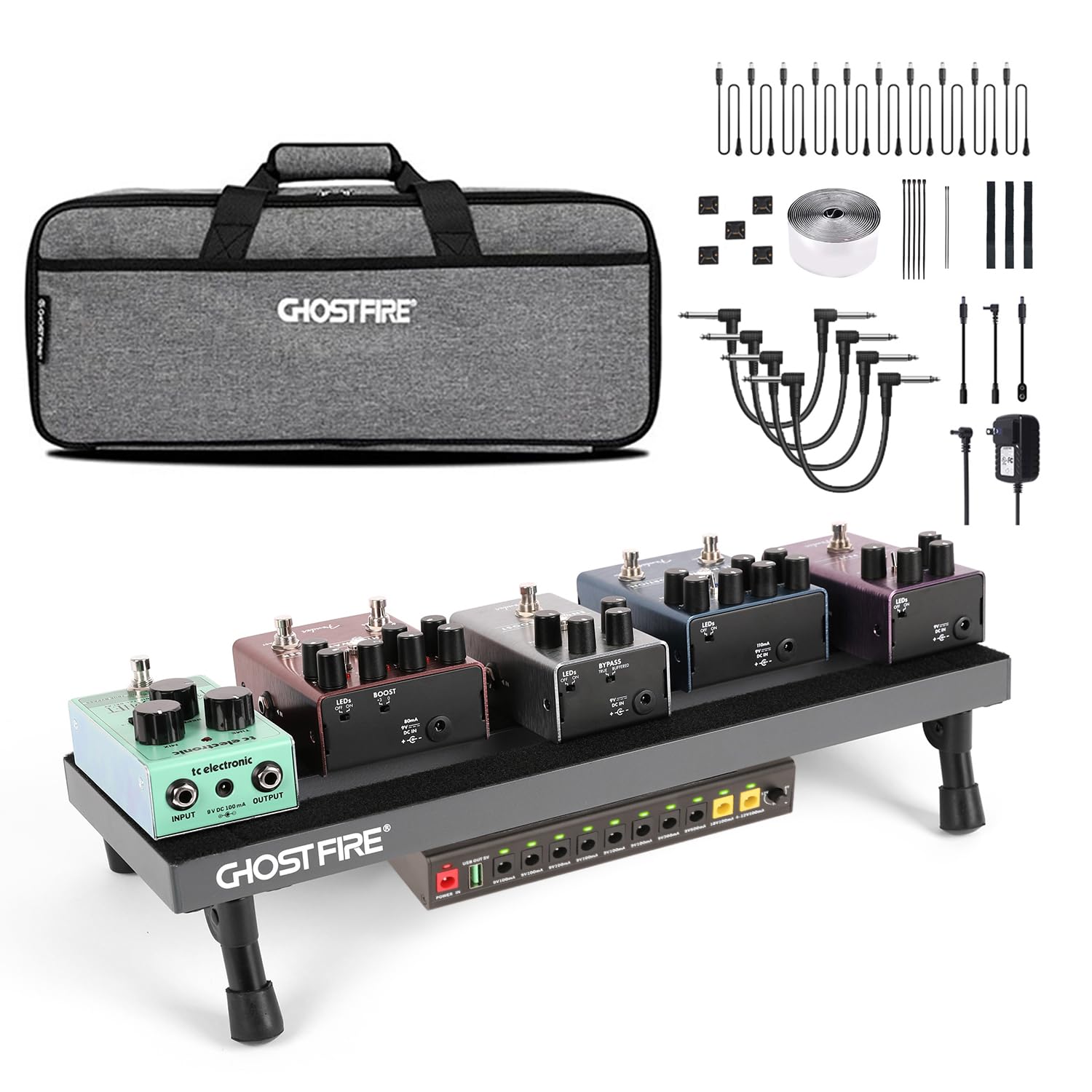 Amazon.com: Ghost Fire Small Powered Guitar Pedal Board Aluminum