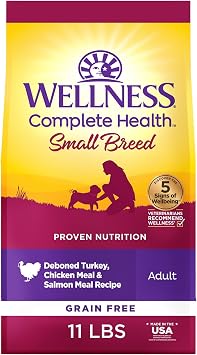 Wellness Complete Health Small Breed Adult Dry Dog Food, Grain Free Kibble, Chicken and Salmon Recipe, 11 lb Bag