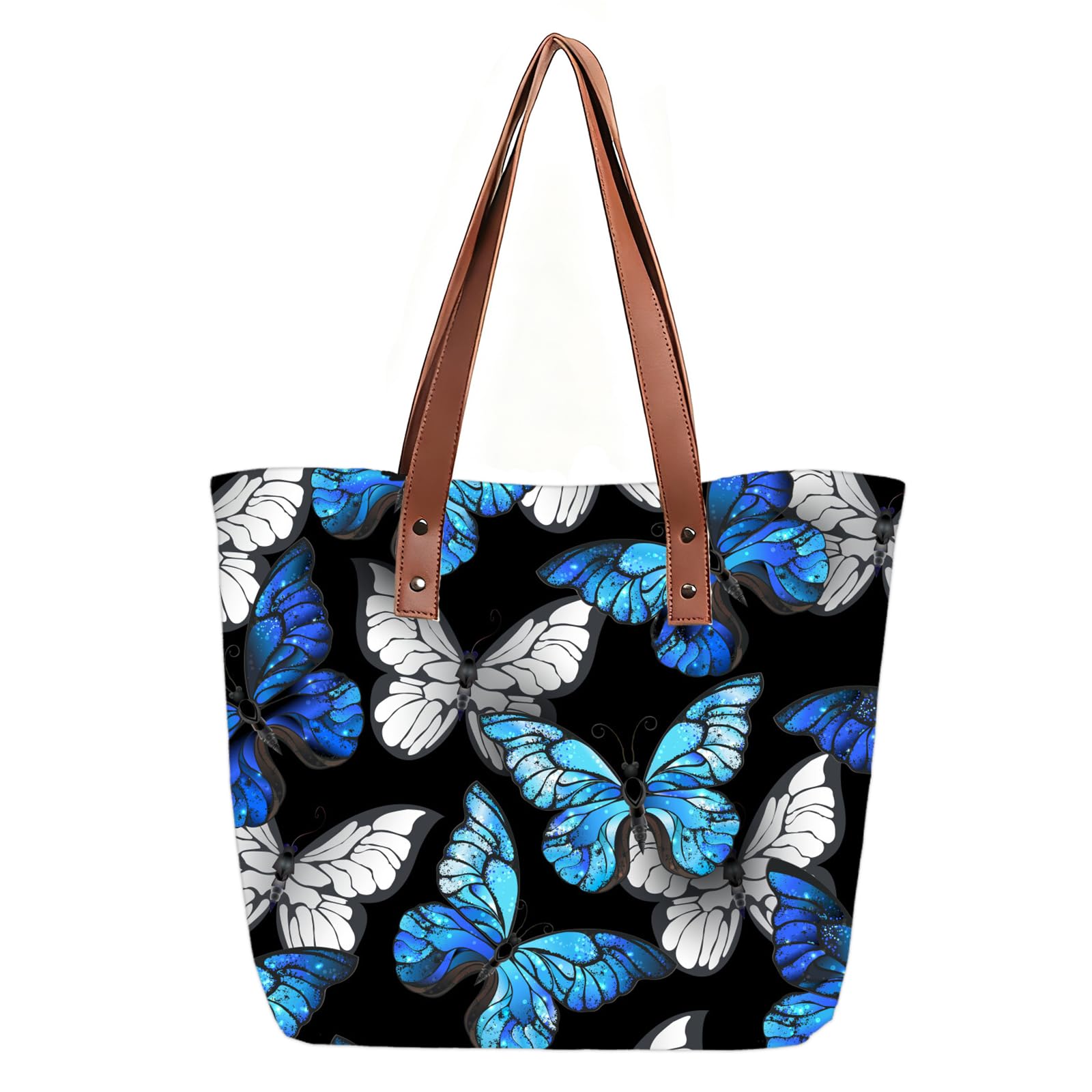 ZVUZVO Large Dog Canvas Tote Bag With Leather Handle, Reusable Grocery Bags for Birthday Valentines Gifts for Women Couple