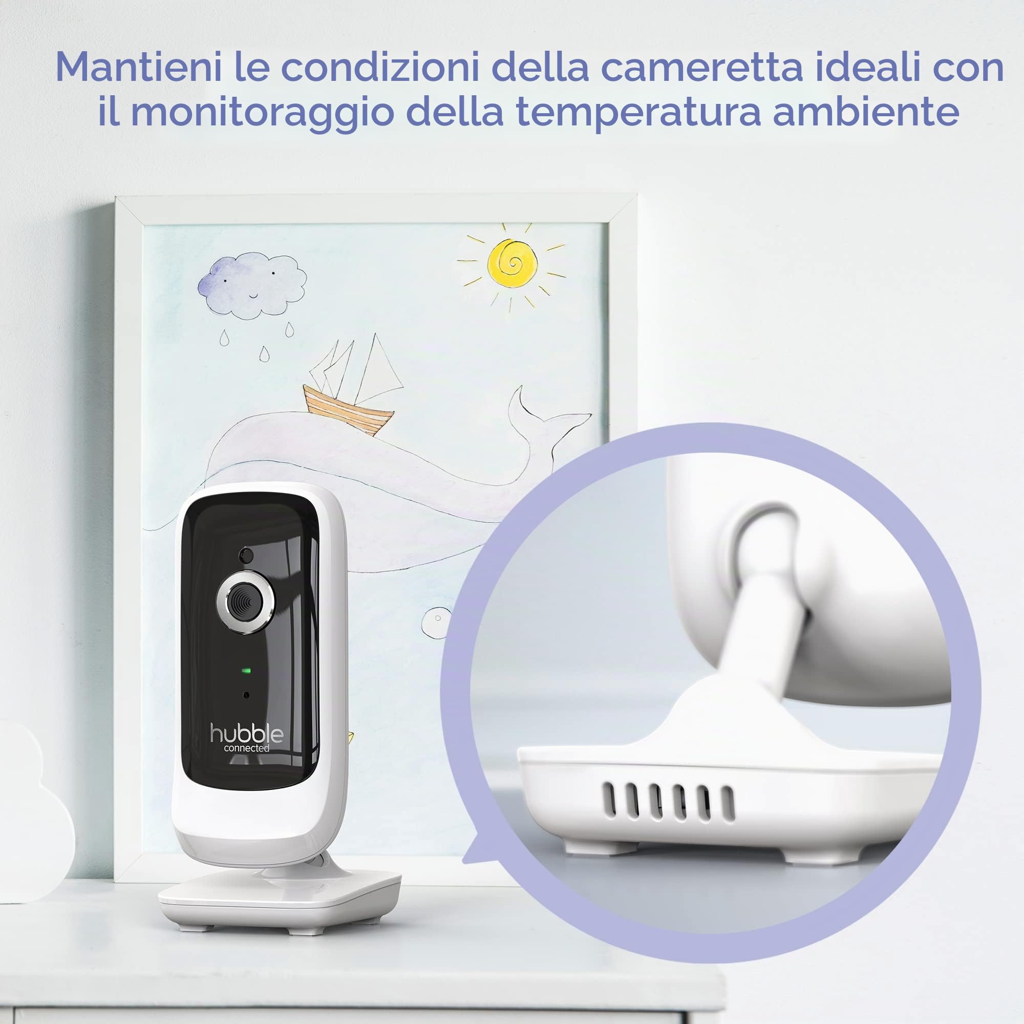 Hubble View Premium Twin 5" Baby Monitor 2 Telecamere, Zoom Pan Tilt Digitale, 2-Way Talk, Monitor Temp Ambiente, Twin Baby Monitor con Telecamere e Visione Notturna, Schermo diviso, Portata 304,8 m,