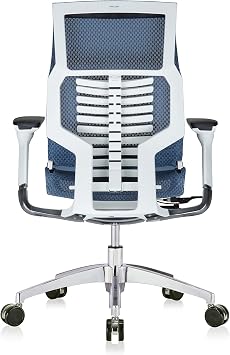 POwerFIT Exec Chair Blue MESH SEAT & Back-White Frame