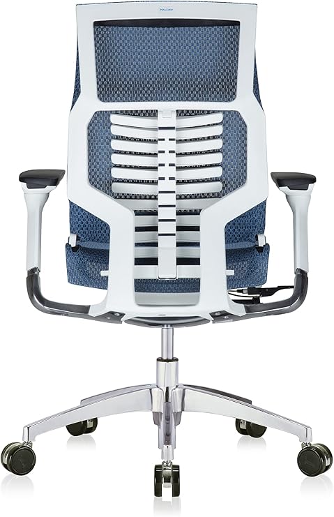 POwerFIT Exec Chair Blue MESH SEAT & Back-White Frame