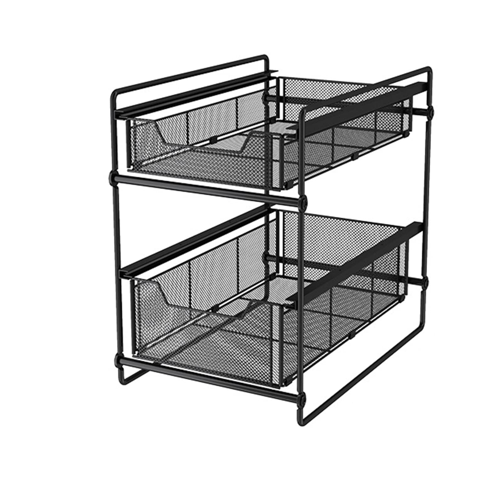 Fregadero de cocina plegable con doble cajón para baño y oficina, armario de cocina que ahorra espacio (negro) maximiza el almacenamiento y la eficiencia