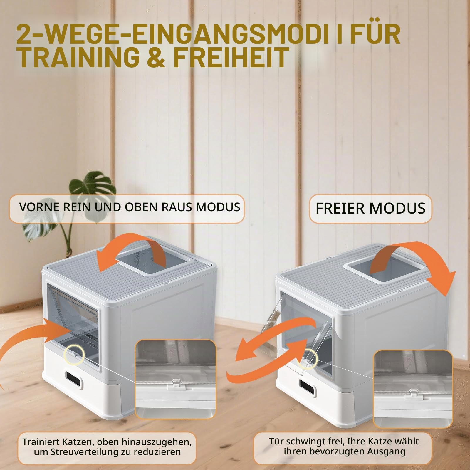 Homegroove Edelstahl Katzenklo mit Schublade, XL Zusammenklappbare Geschlossene Katzentoilette mit Deckel für Hauskatzen, Metall Katzenklo mit Streuschaufel (Gray)
