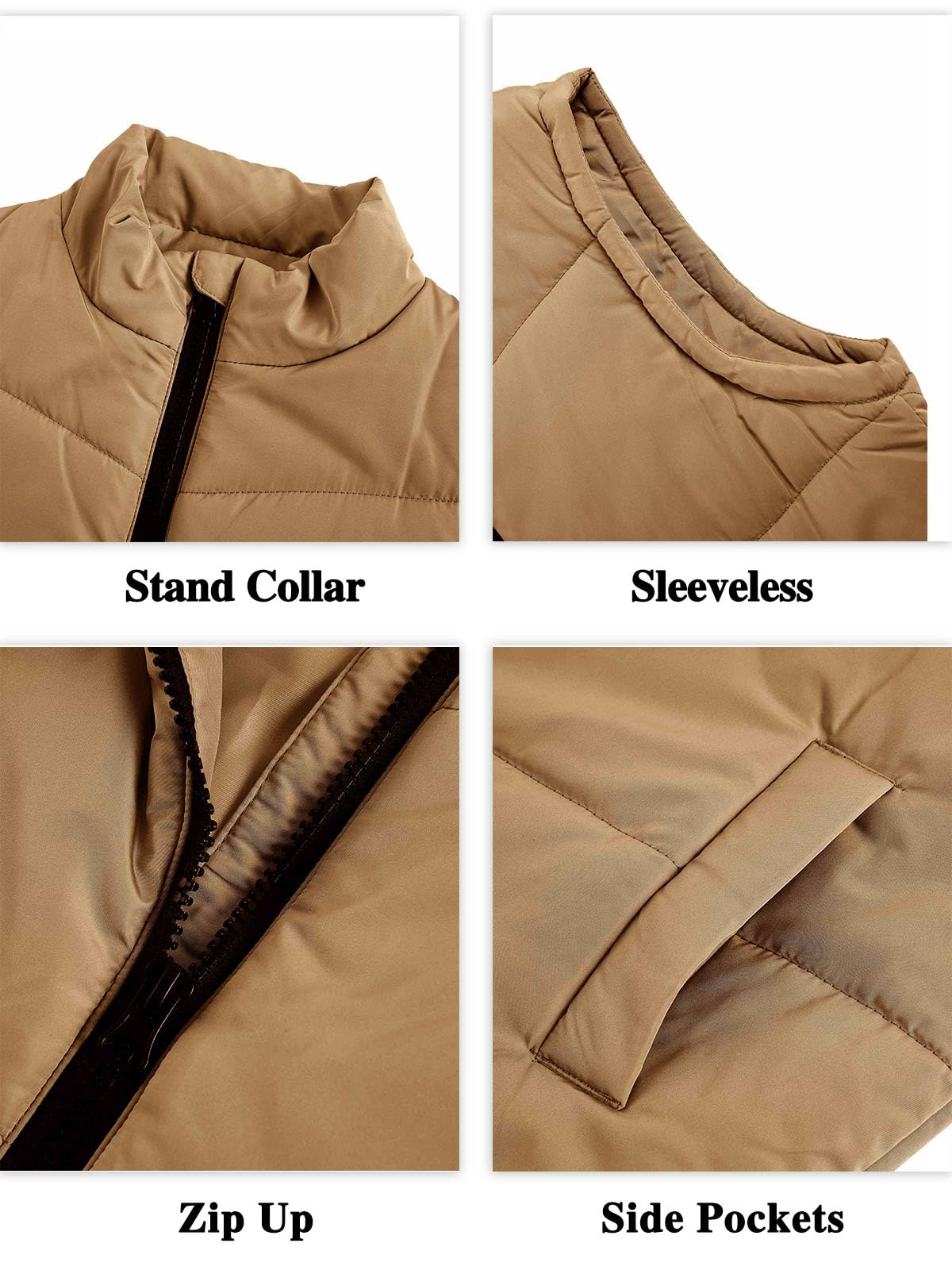 Meikulo Chaleco acolchado sin mangas con cremallera para niños | Ropa exterior con cuello alto para niños con bolsillos