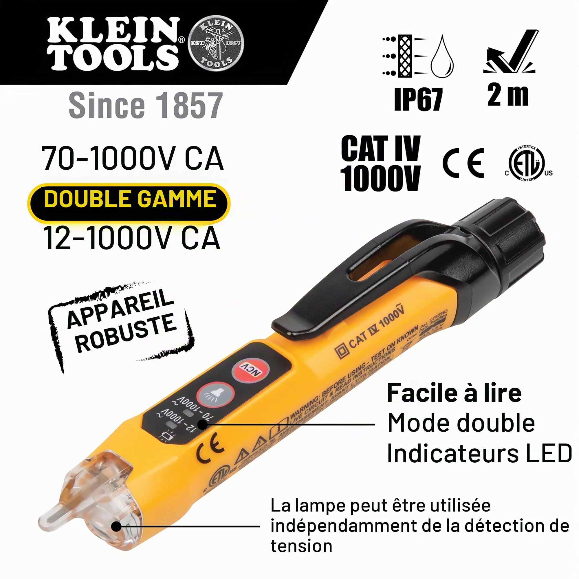 Klein Tools MM320KIT Kit de test électrique multimètre numérique, testeur de tension sans contact, testeur de prises, étui de transport et piles