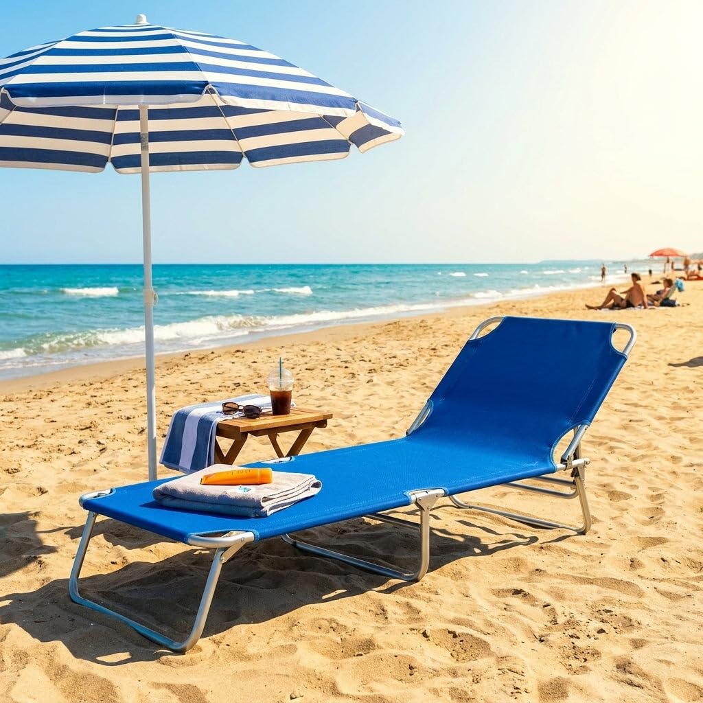 HEMAX Lettino Riccione Estate Sdraio Mare Pieghevole Prendisole Giardino