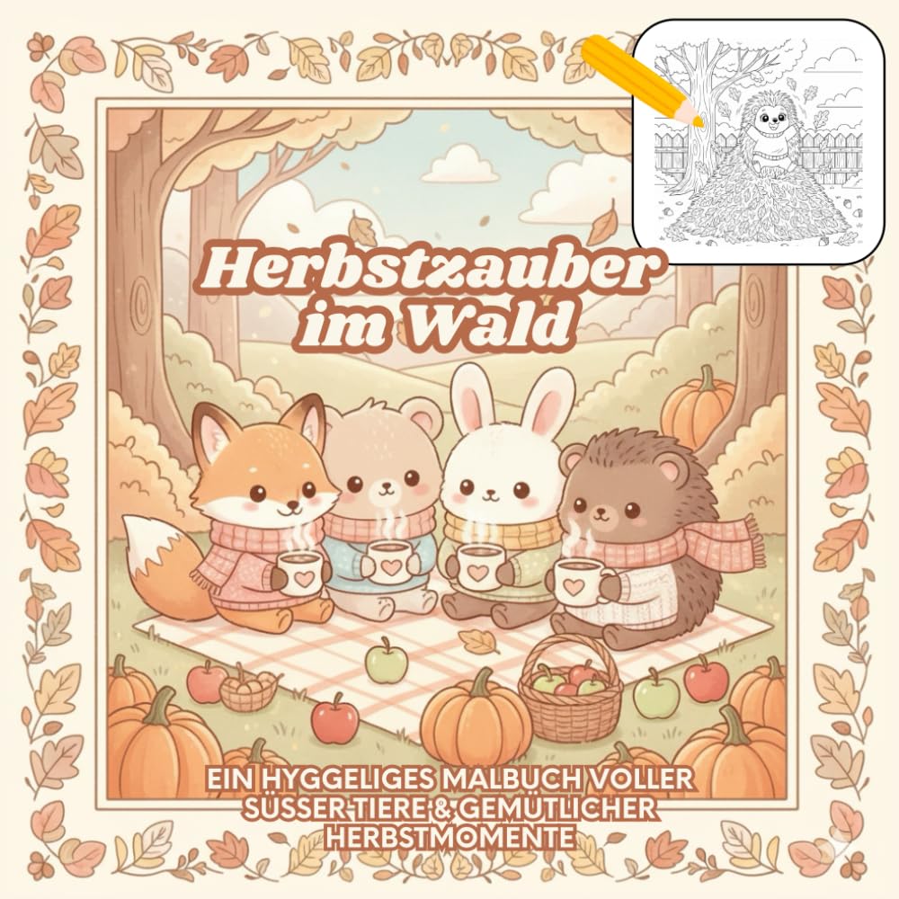 Herbstzauber im Wald: Ein hyggeliges Malbuch voller süßer Tiere & gemütlicher Herbstmomente