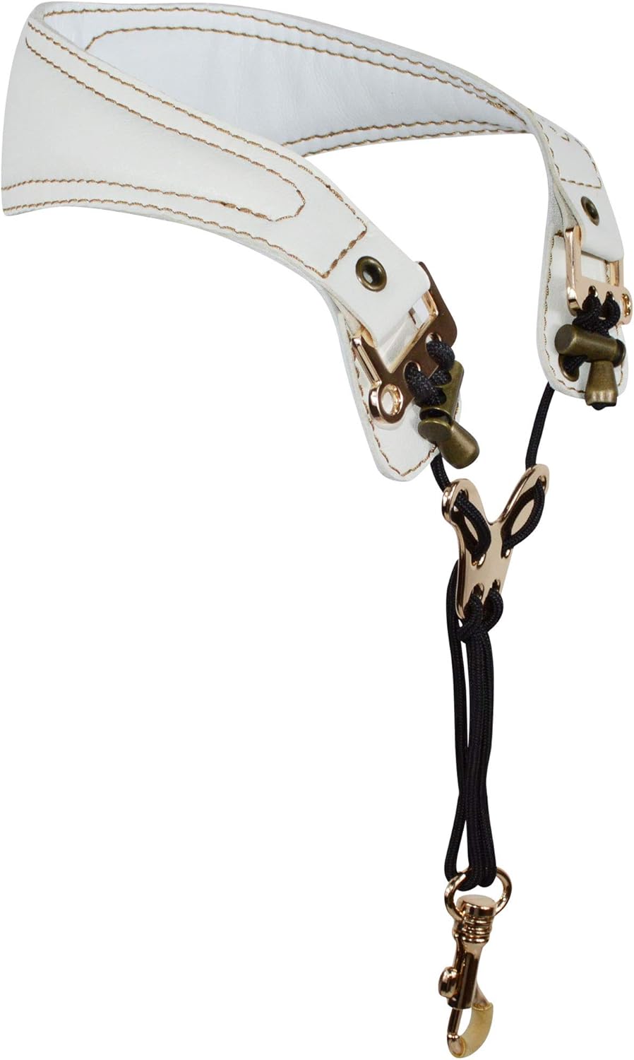 adorence Leather Saxophone Neck Strap - (Ergonomic, Breathable, Metal Swivel Snap Hook) Sax Neck Strap for Alto Tenor -White