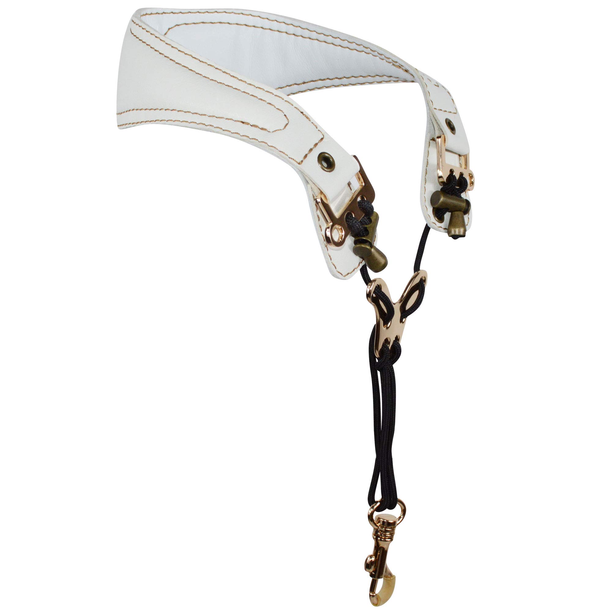 adorence Leather Saxophone Neck Strap for Alto &amp; Tenor Saxophone - White
