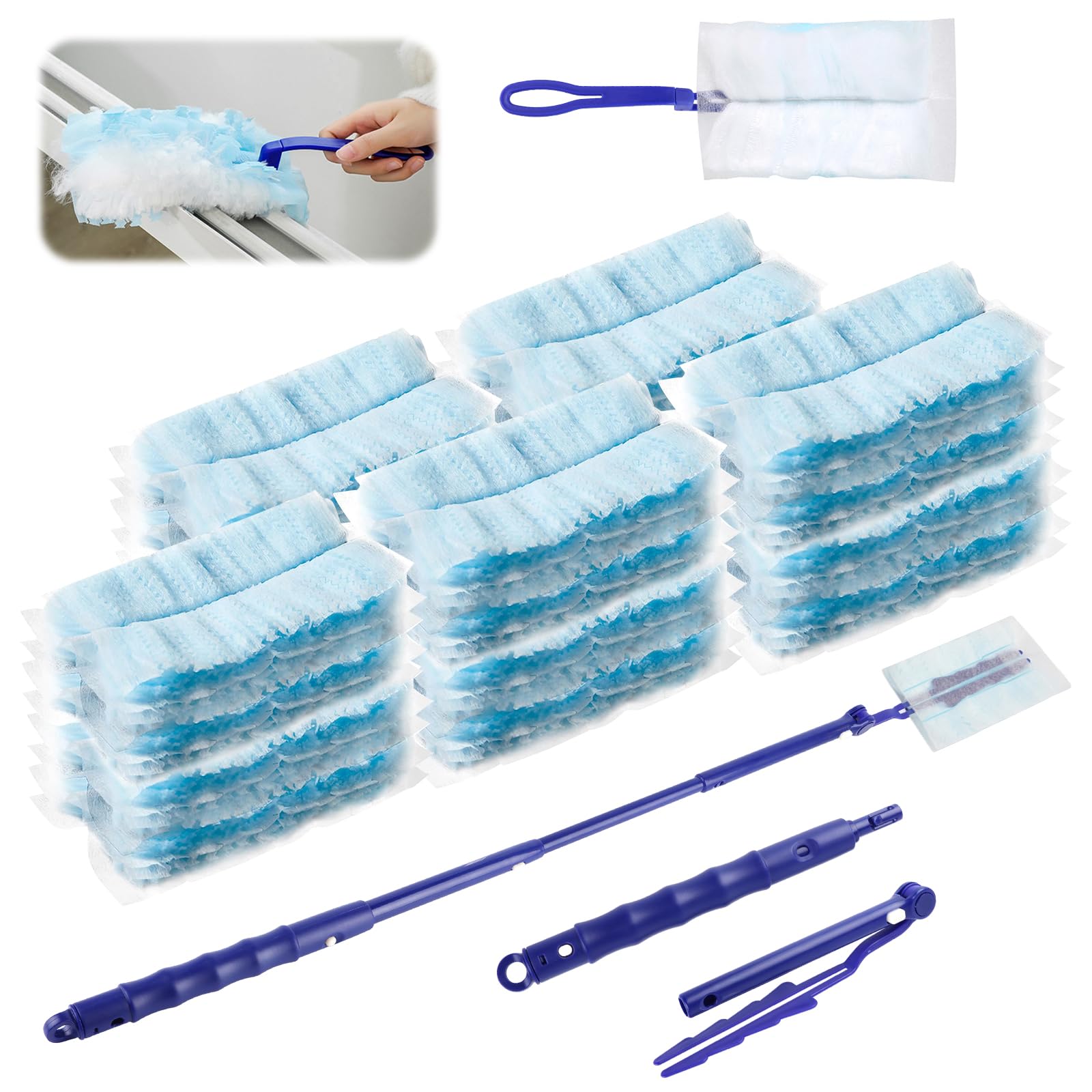 46 Stück Swiffer 360° Staubwedel Nachfülltücher - Mit Teleskopierbarem Griff In Rosa