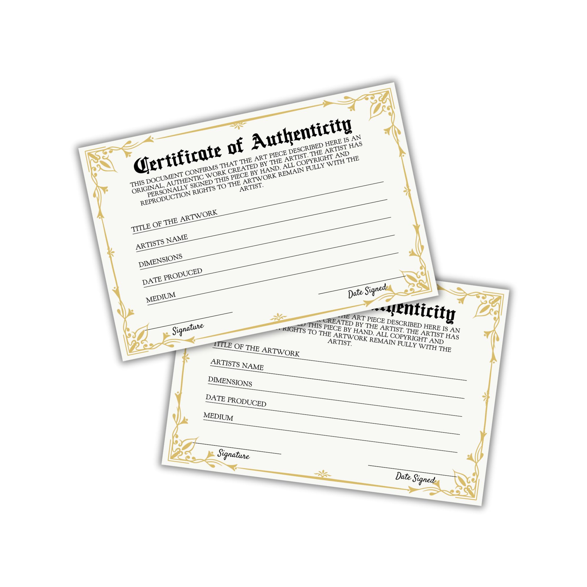 Amazon.com: Certificate of Authenticity 30pk 6x9” Postcard for
