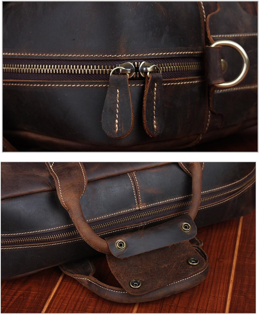 Berchirly Large Traveling Bags Crazy Horse Genuine Leather Messenger Cross-body Shoulder Bag Tote