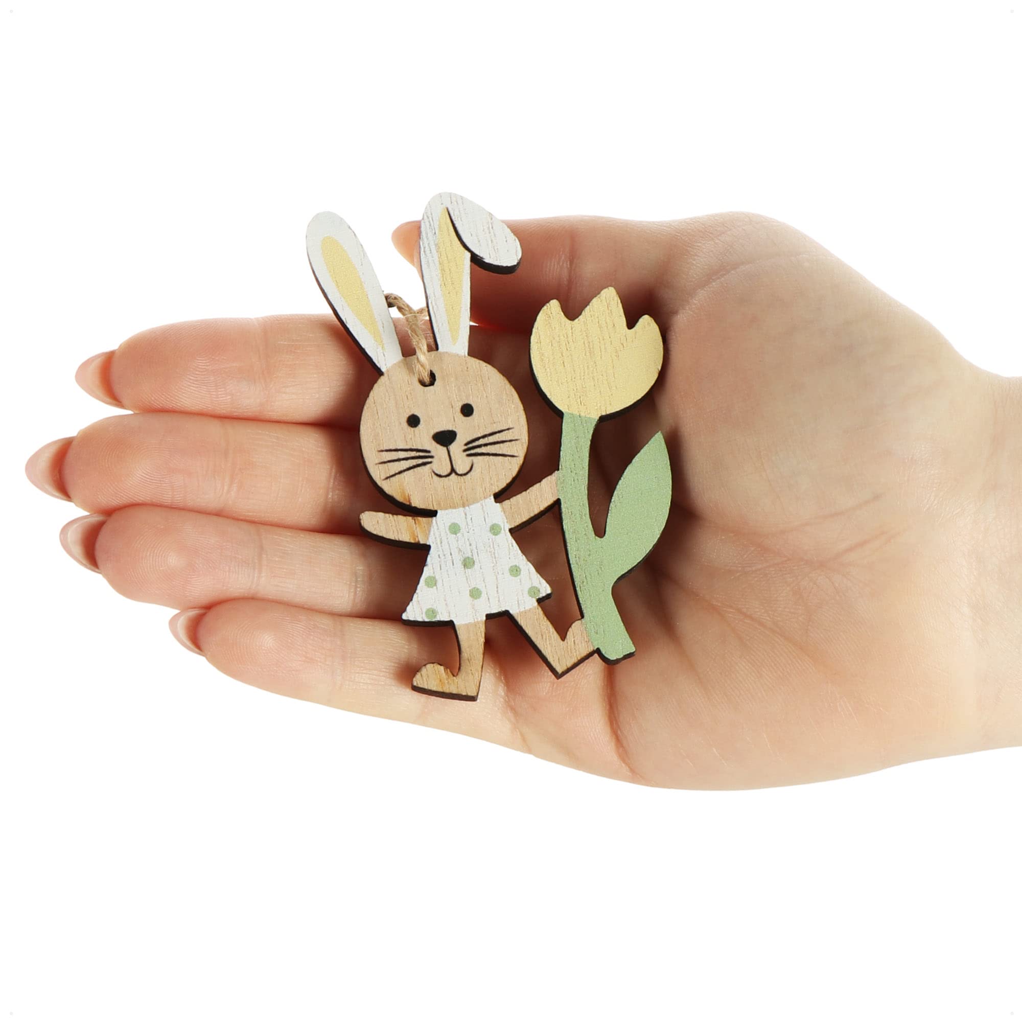 ALLY-MAGIC Decorazioni Pasquali Coniglietto, 8 Pezzi, Stampate Fronte/Retro, Con Spago, Per Albero Di Pasqua E Artigianato Bambini - 4