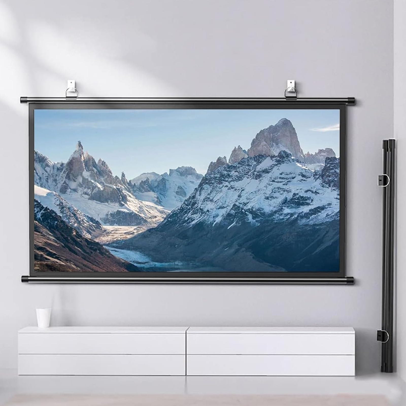 Pantalla De Proyección Desplegable 30" , 40" , 50" , 60" , 72", Pantalla Cortina De Proyector HD Montada En Pared Y Techo, Relación 4:3 , 16:9, Para Cine En Casa, Presentación De Cine, Educación(4:3,3