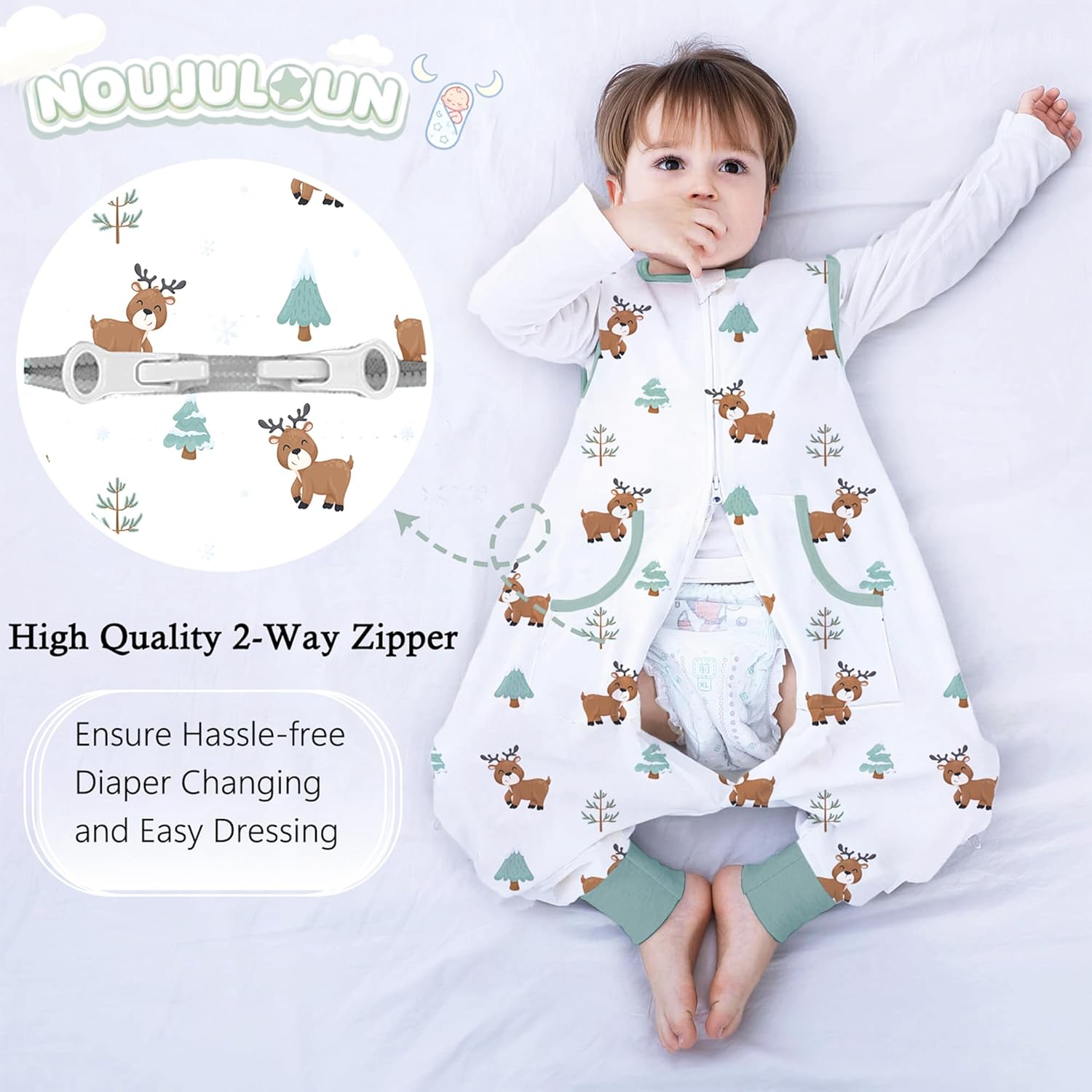Toddler Sleep Sacks Sleep Sack 24-36 Months with legs Cozy comfy Baby Warable Blanket with 2-Way Zipper(2T-3T) - Image 6