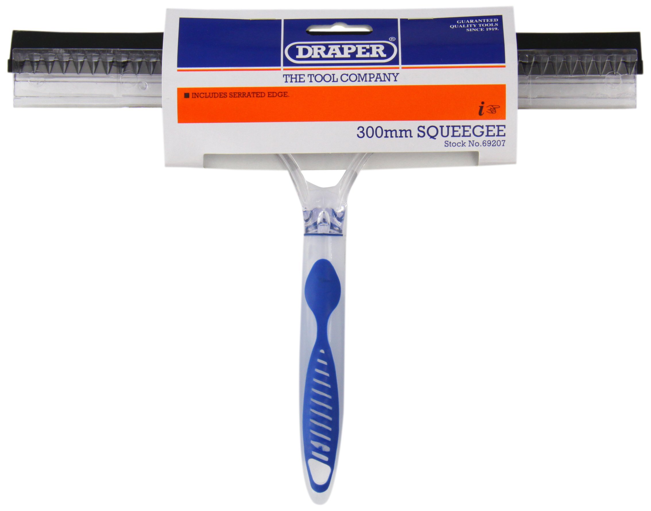 Draper 300mm Rubber Squeegee Blade - Neoprene Rubber Blade with Serrated Edge